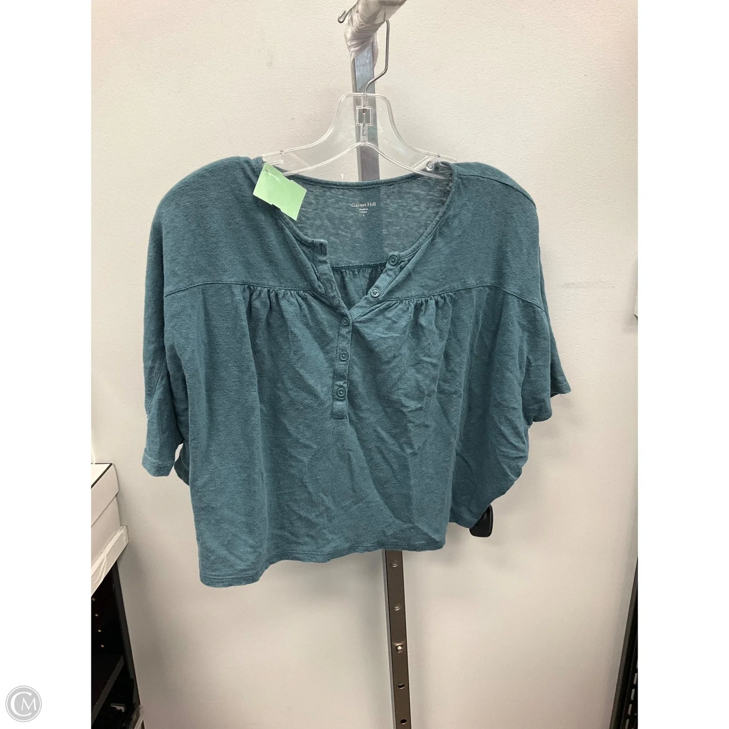 Top Short Sleeve By Garnet Hill In Teal, Size: S