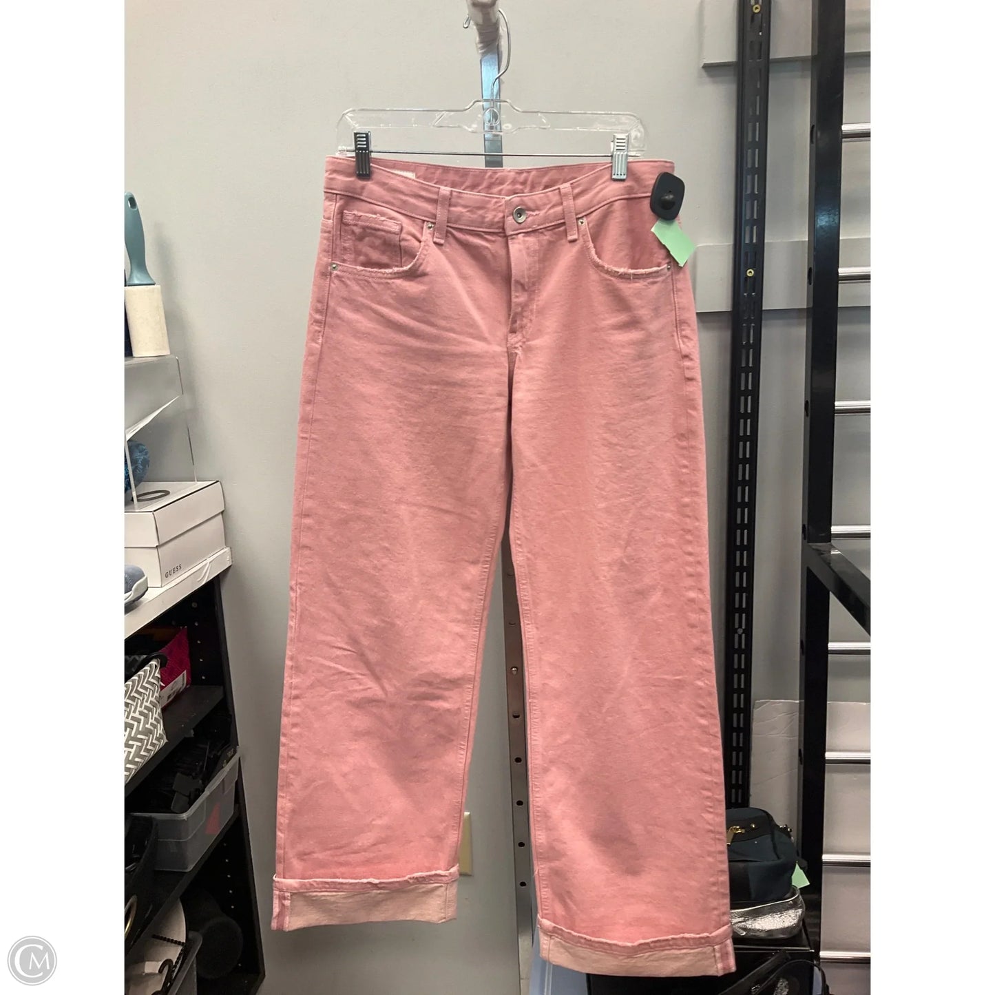 Jeans Wide Leg By Zara In Pink Denim, Size: 4