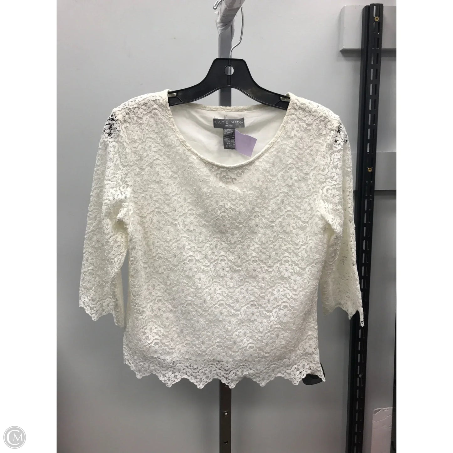 Top Short Sleeve By Kate Hill In Cream, Size: Mp