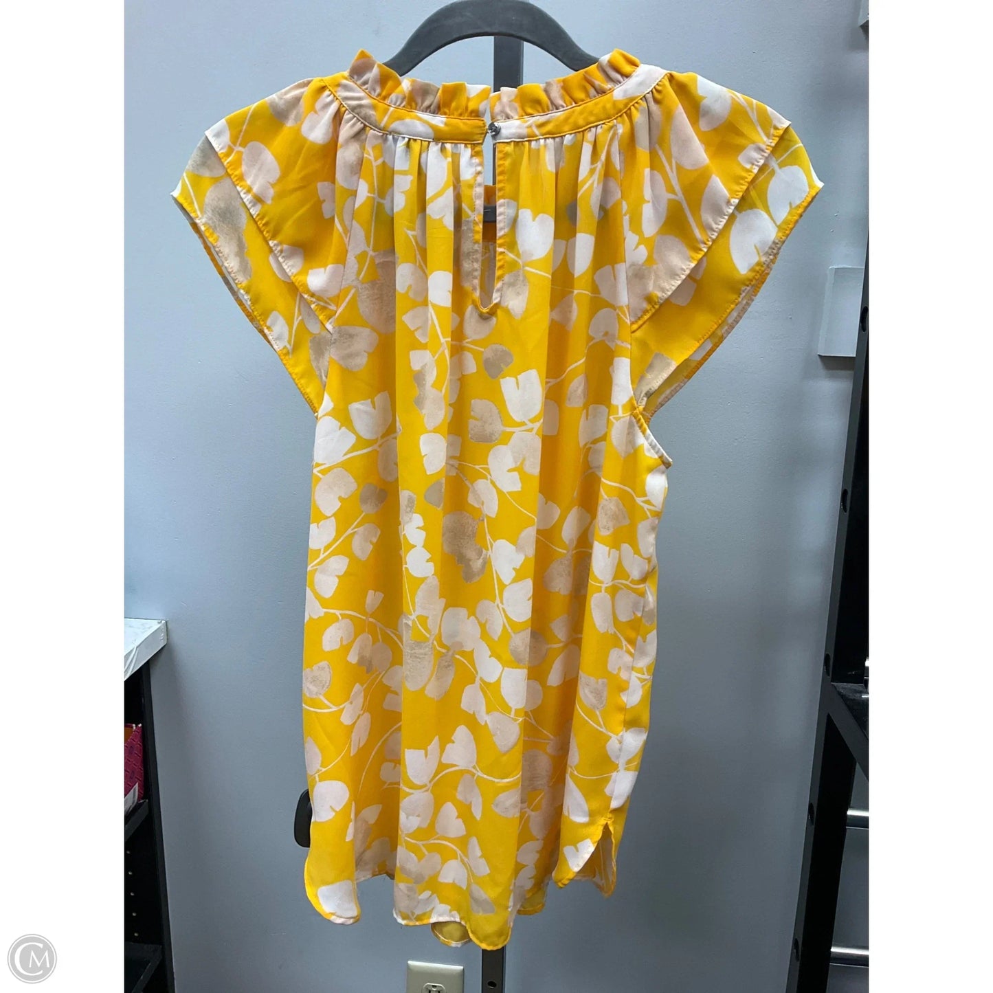 Top Sleeveless By Ann Taylor In Cream & Yellow, Size: M