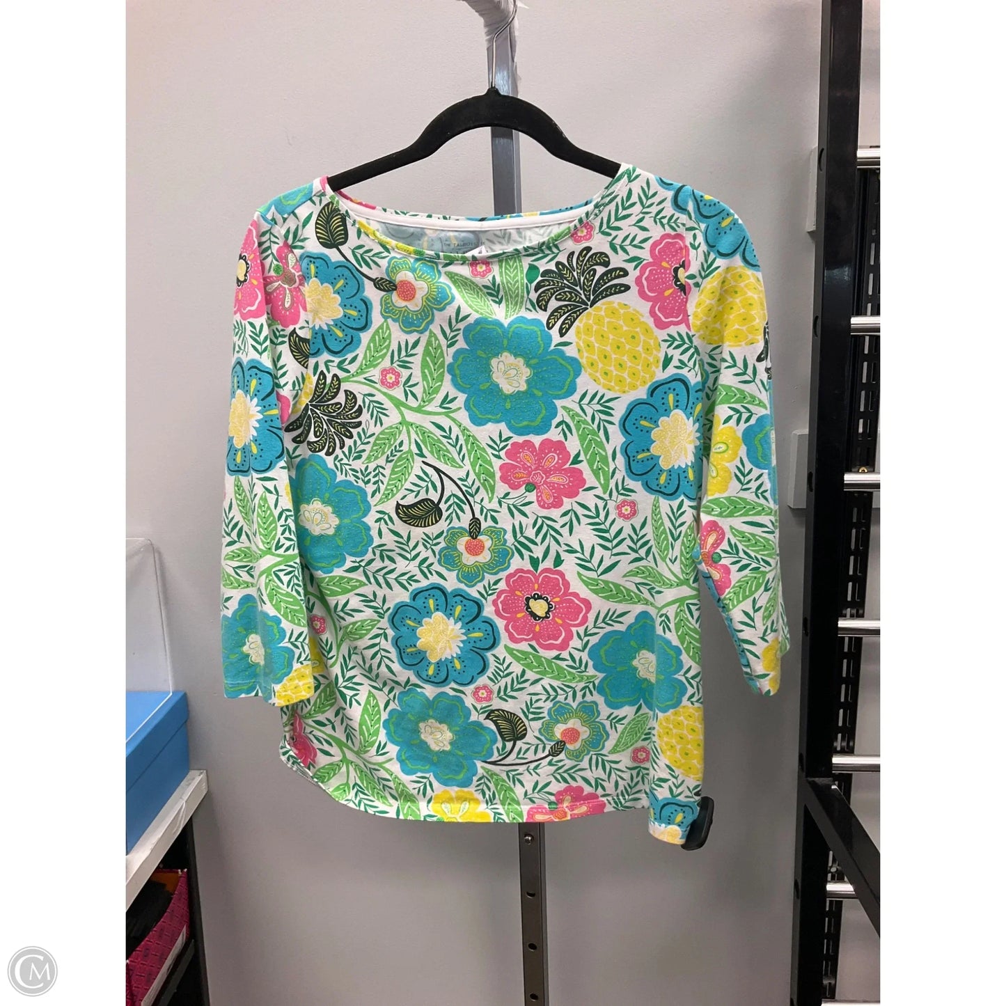 Top 3/4 Sleeve By Talbots In Floral Print, Size: Mp