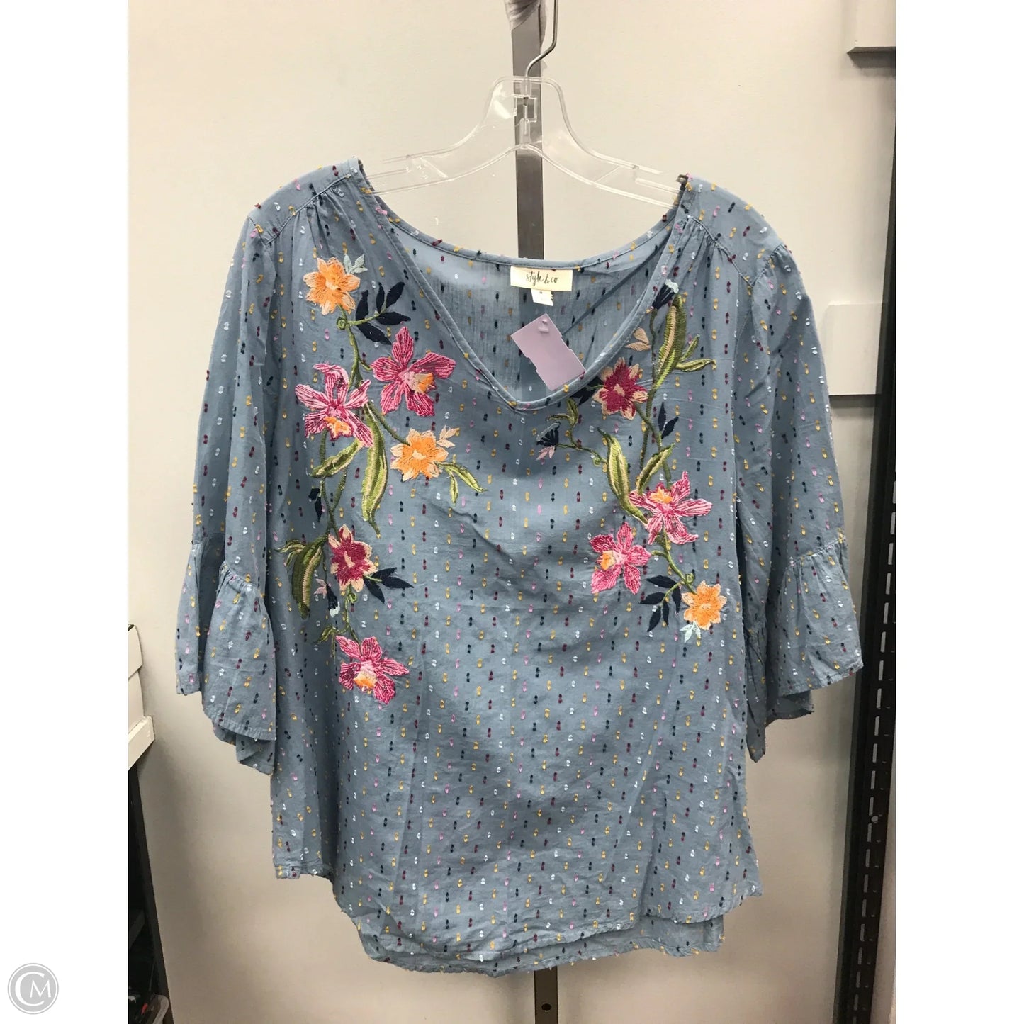 Top Short Sleeve By Style And Company In Blue, Size: M