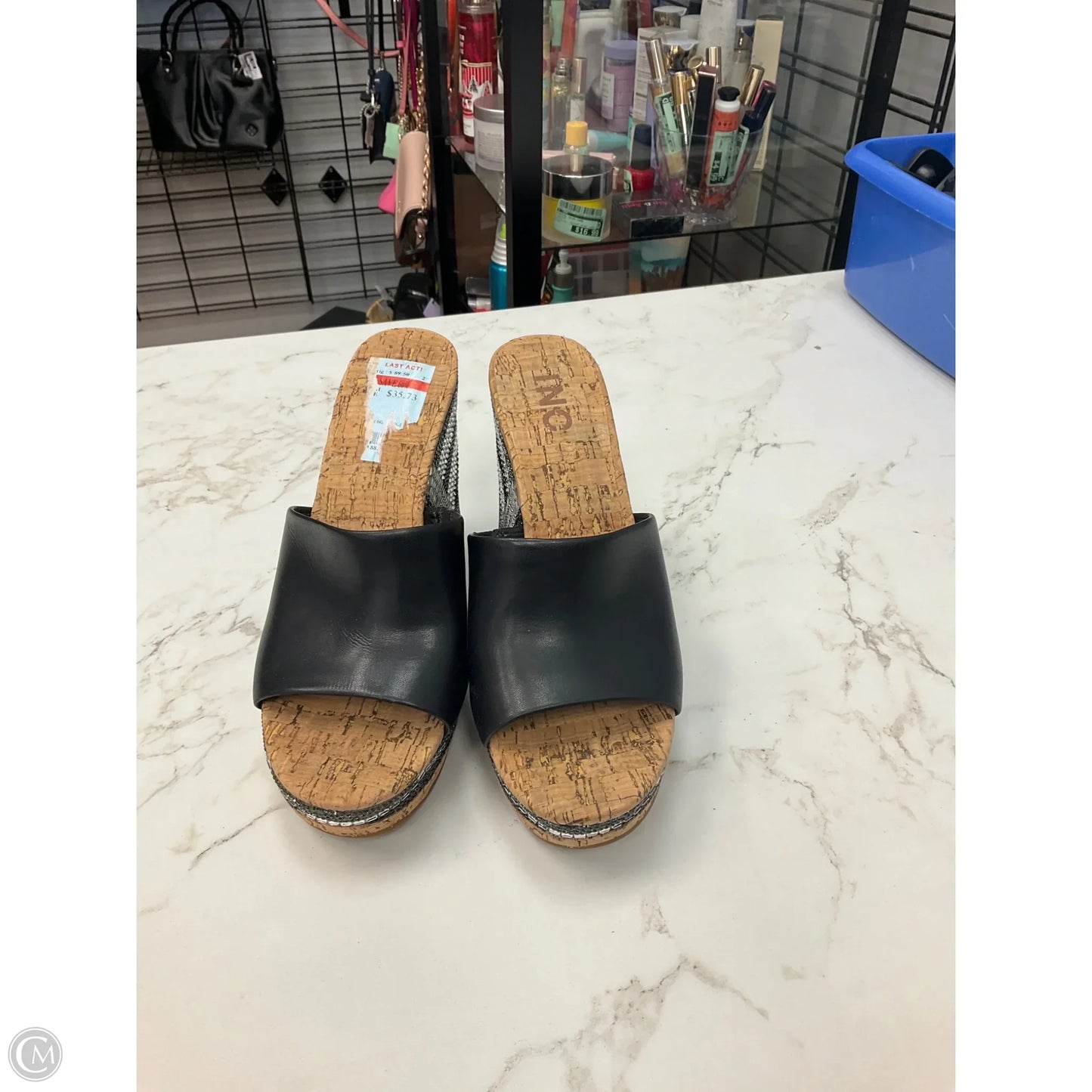 Sandals Heels Wedge By Inc In Black, Size: 6.5