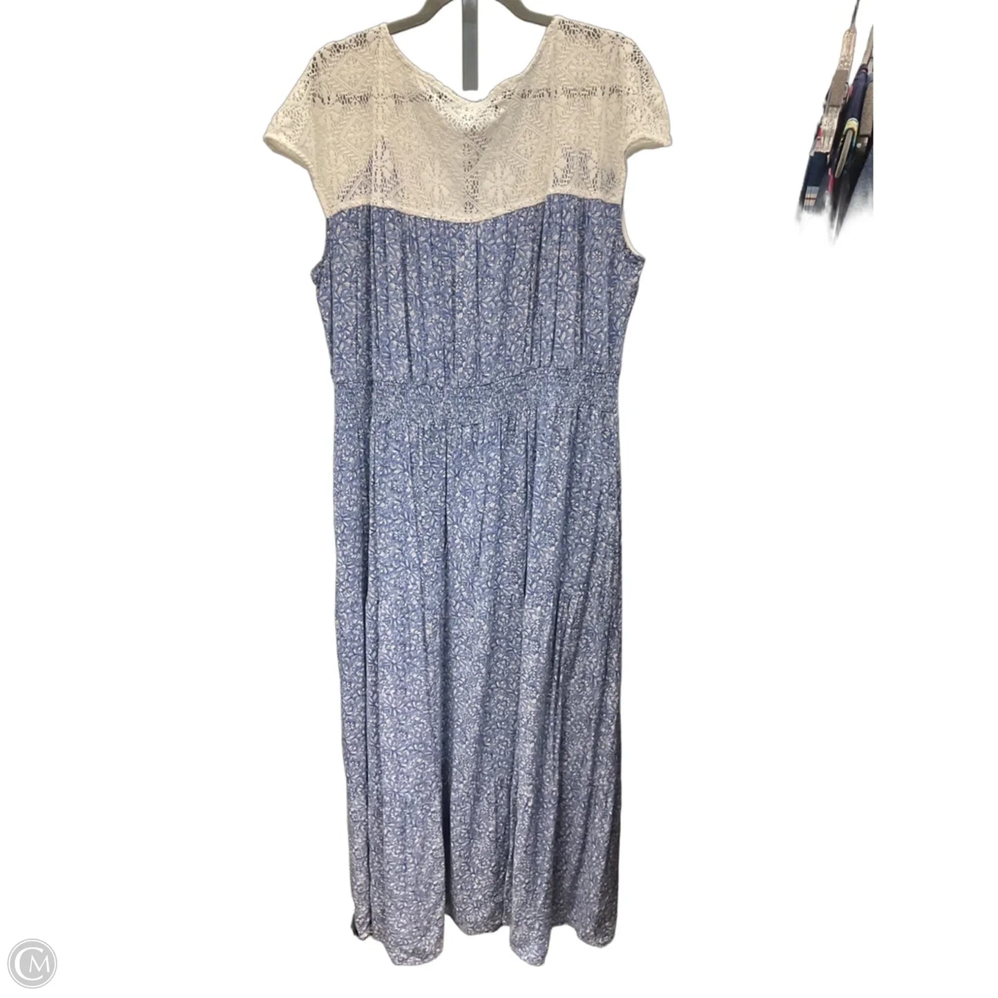 Dress Casual Maxi By Luxology In Blue & White, Size: 3x
