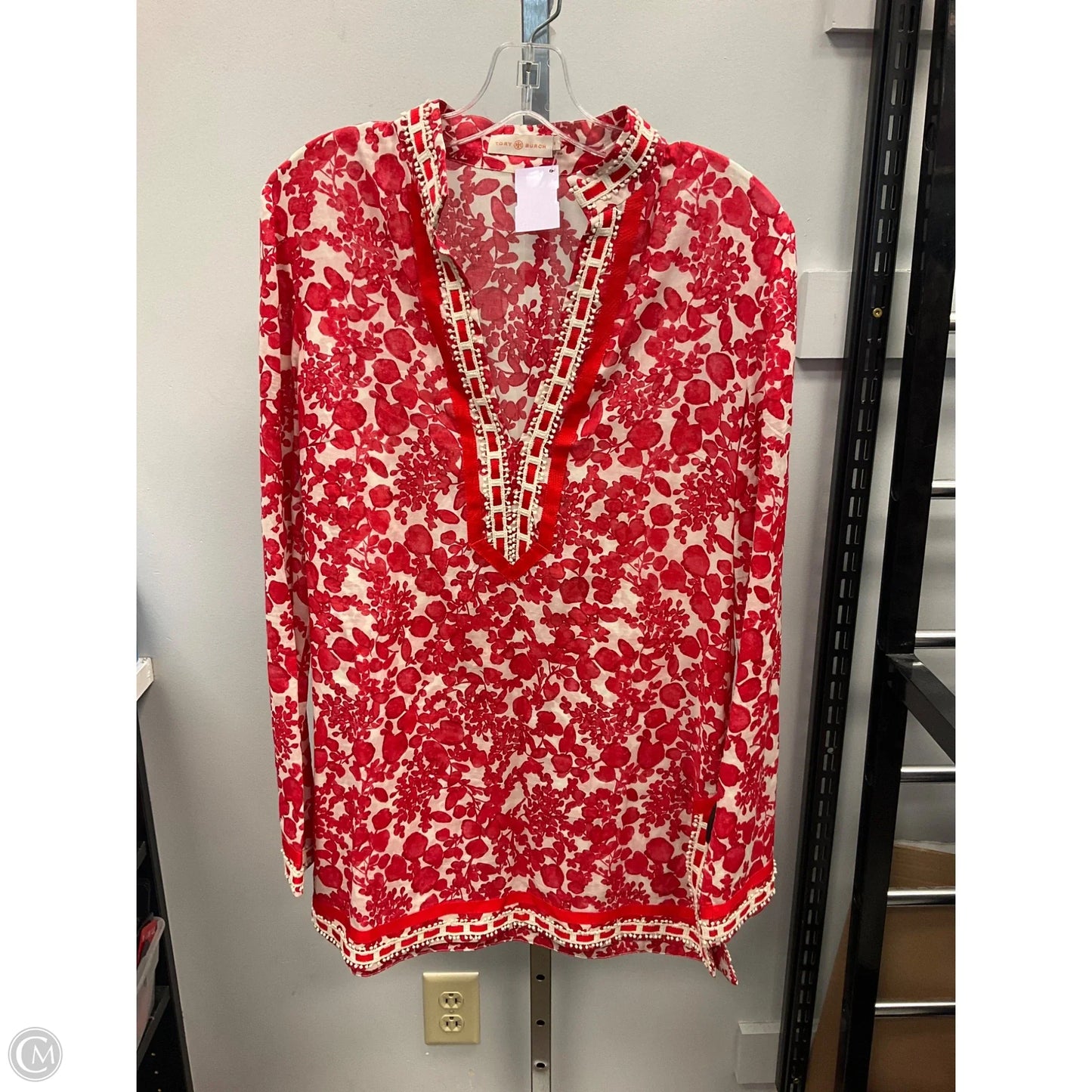 Tunic Designer By Tory Burch In Cream & Red, Size: 10
