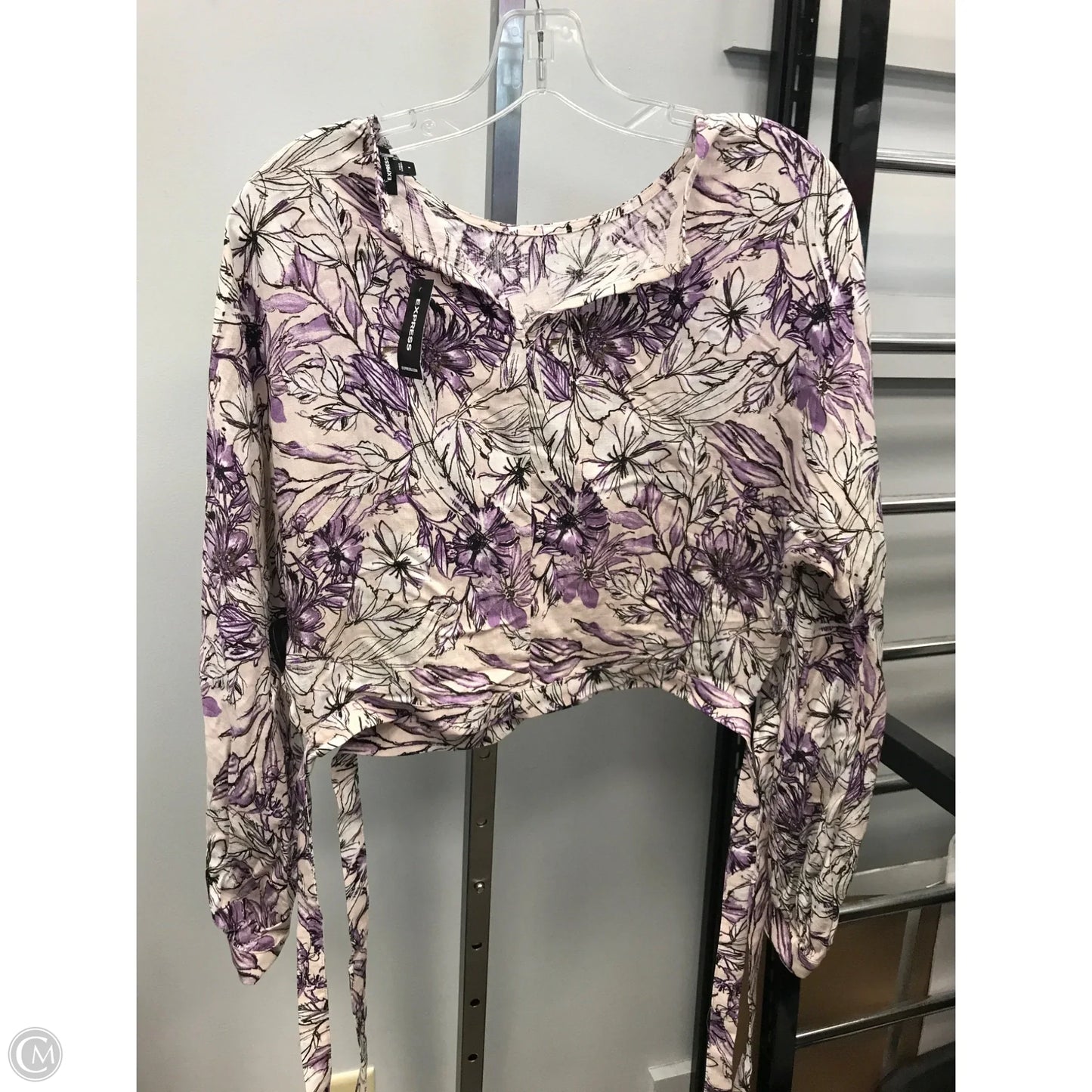 Top Long Sleeve By Express In Floral Print, Size: S