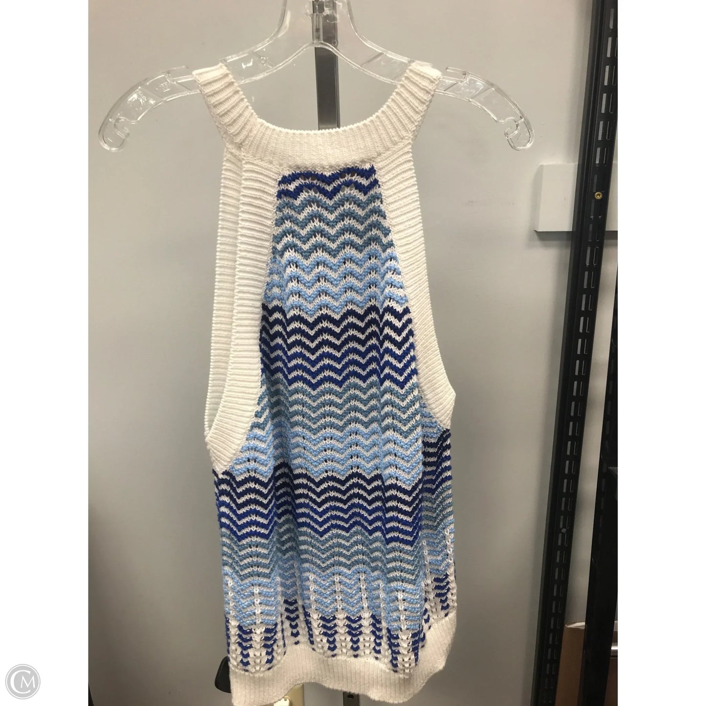 Top Sleeveless By Loft In Blue & White, Size: Xxl