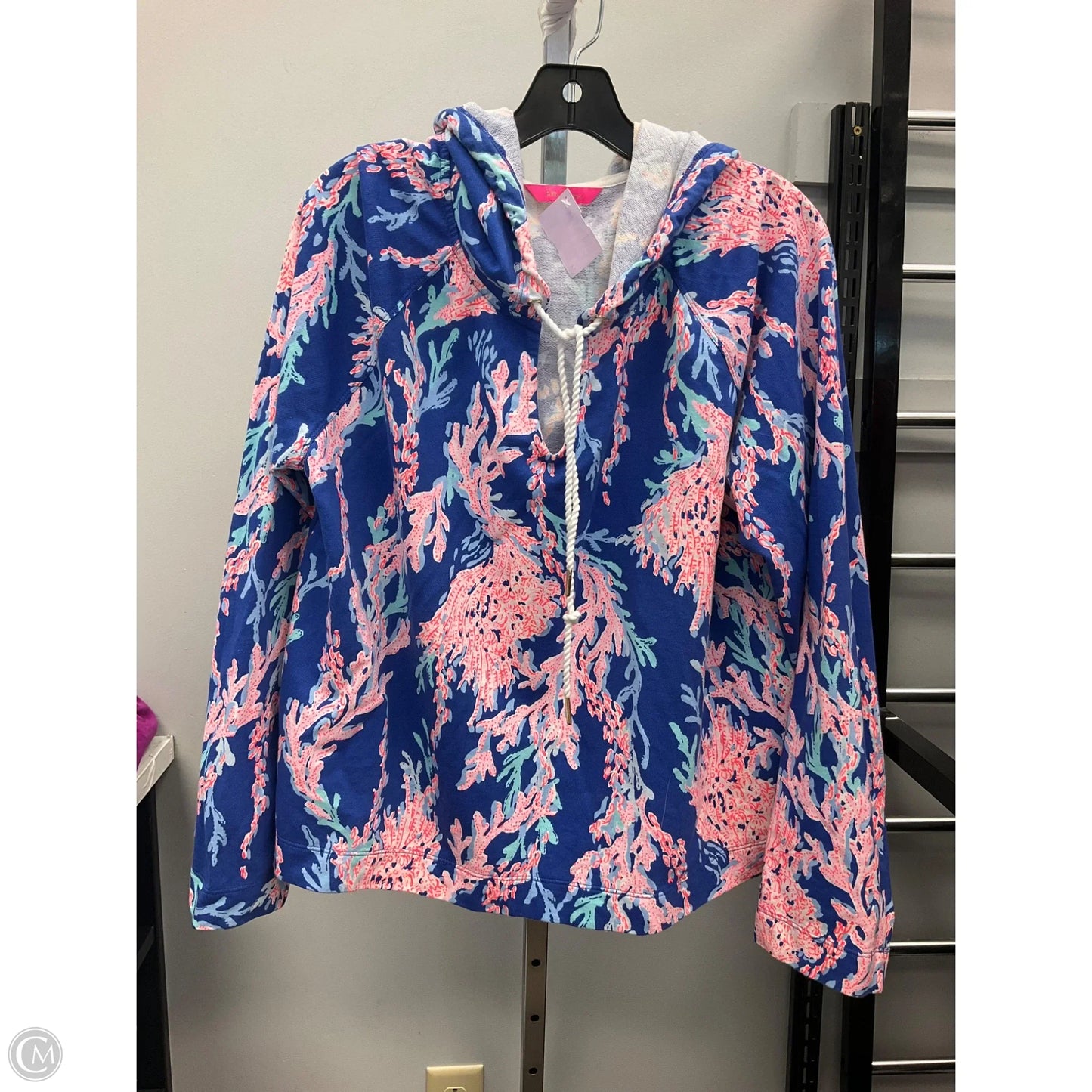 Top Long Sleeve Designer By Lilly Pulitzer In Blue & Pink, Size: Xxl