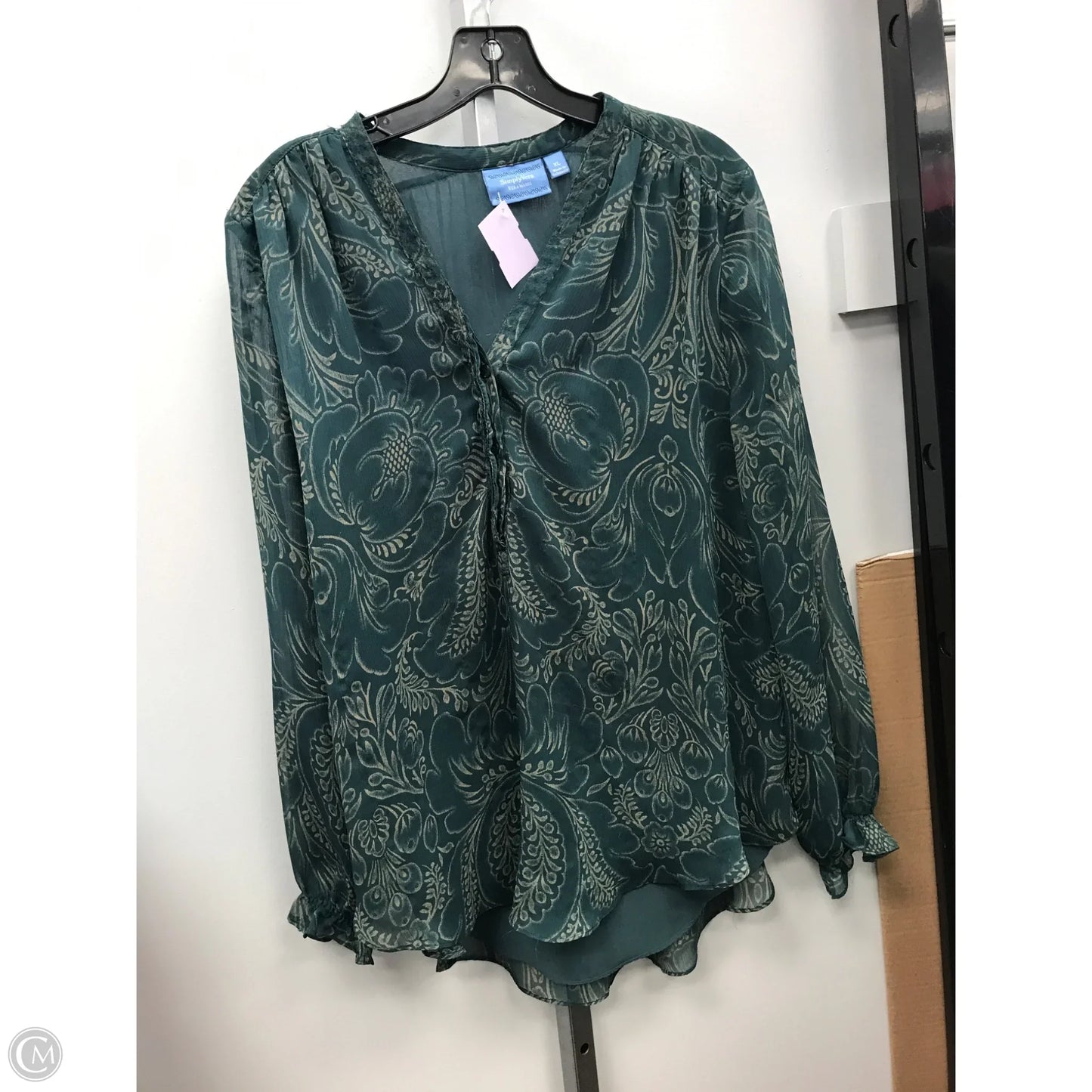 Top Long Sleeve By Simply Vera In Green, Size: Xl