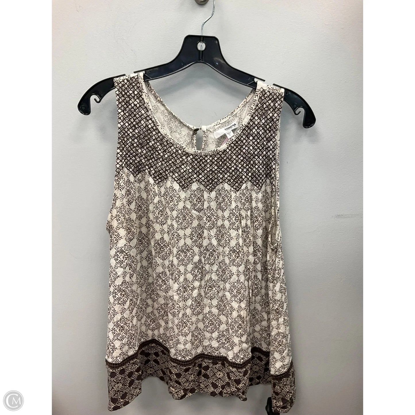Top Sleeveless By Sonoma In Brown & Cream, Size: L