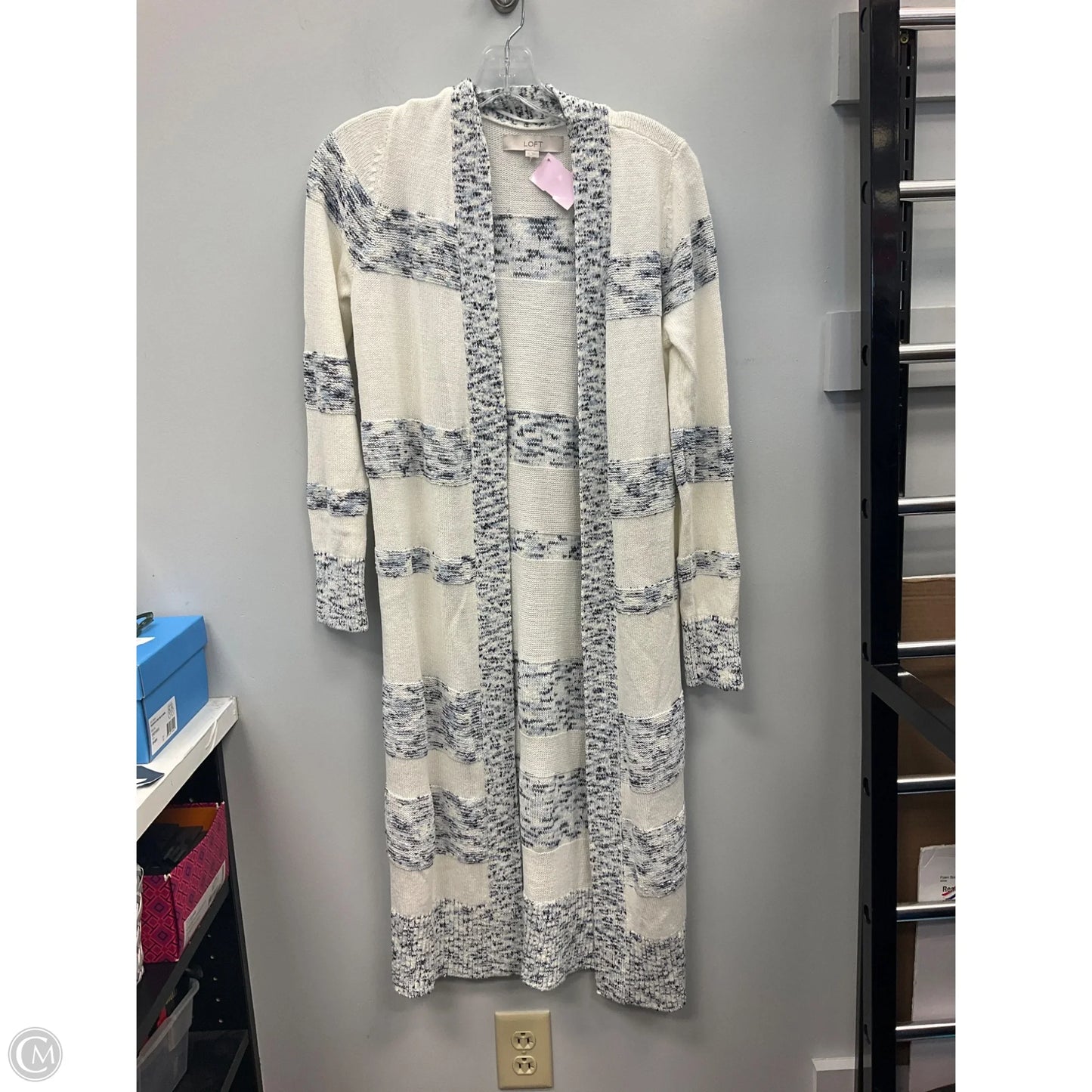 Cardigan By Loft In Blue & Cream, Size: Xs