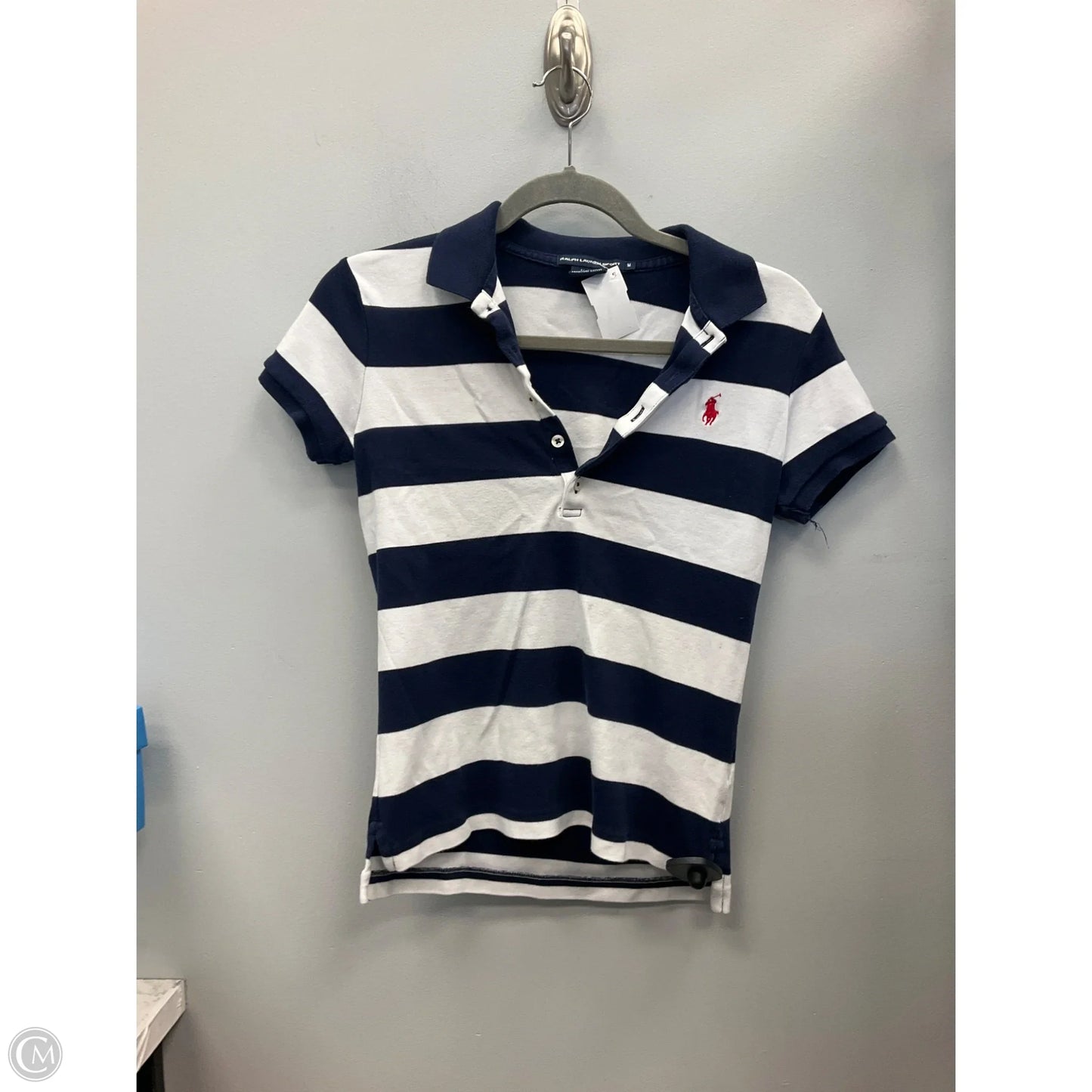 Top Short Sleeve By Ralph Lauren In Striped Pattern, Size: M