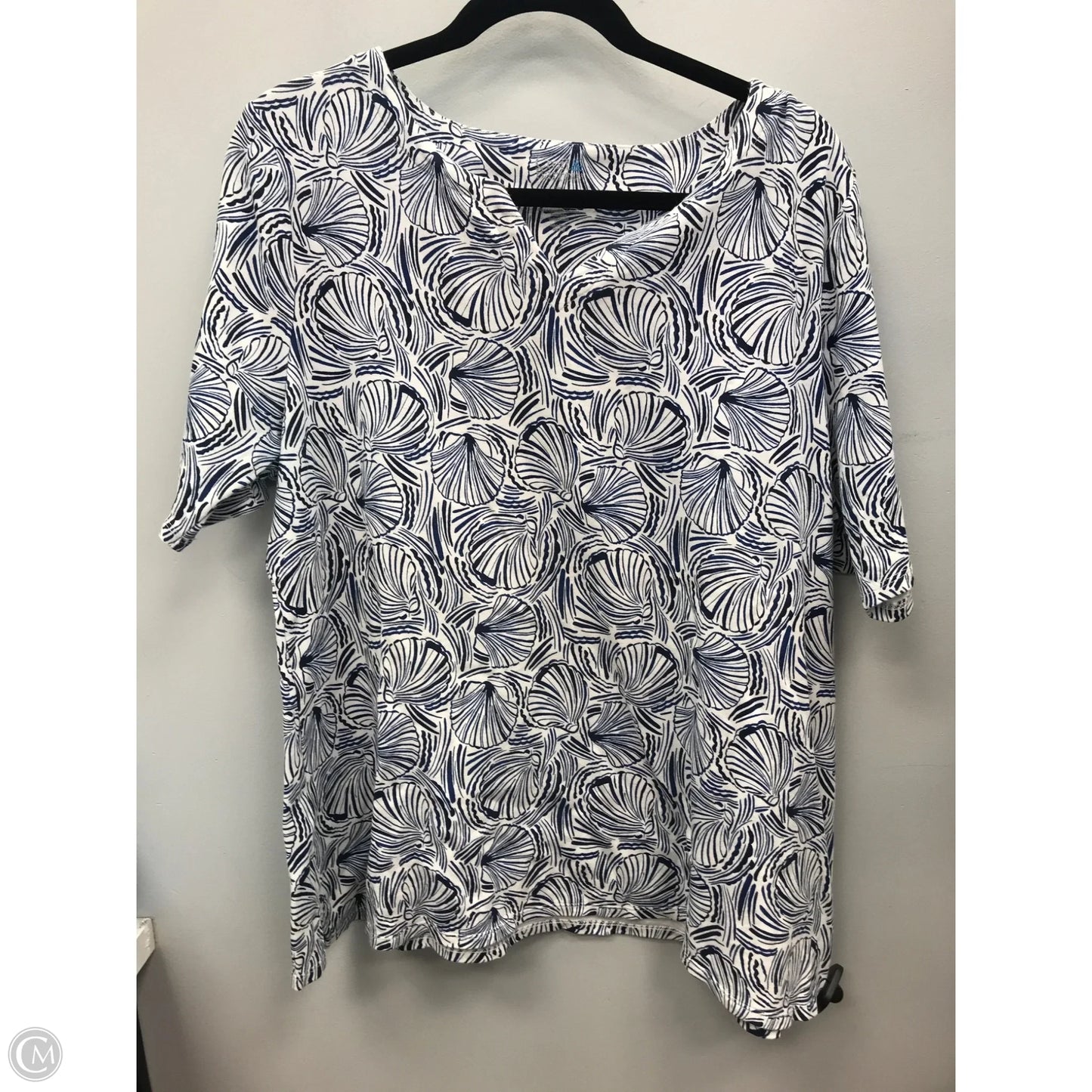 Top Short Sleeve By Croft And Barrow In Blue & White, Size: Xl