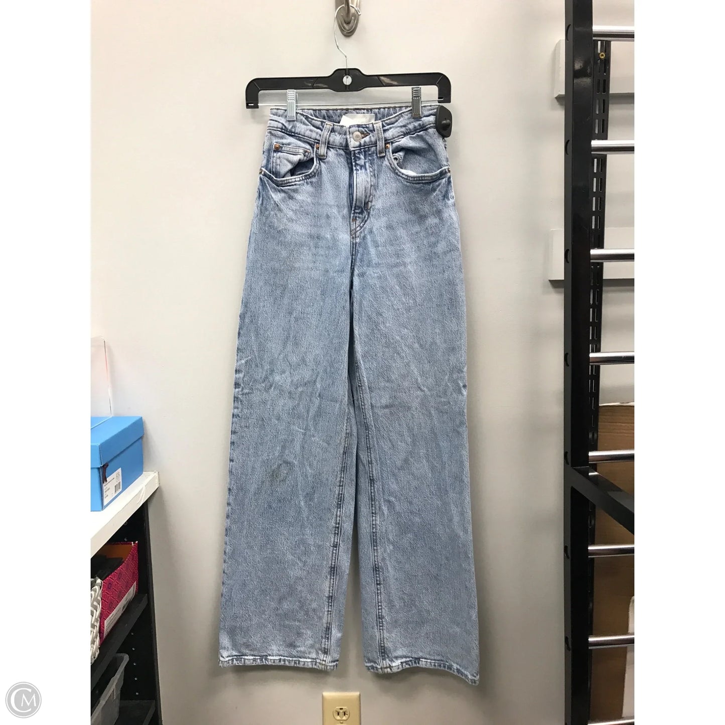 Jeans Wide Leg By H&m In Blue Denim, Size: 2