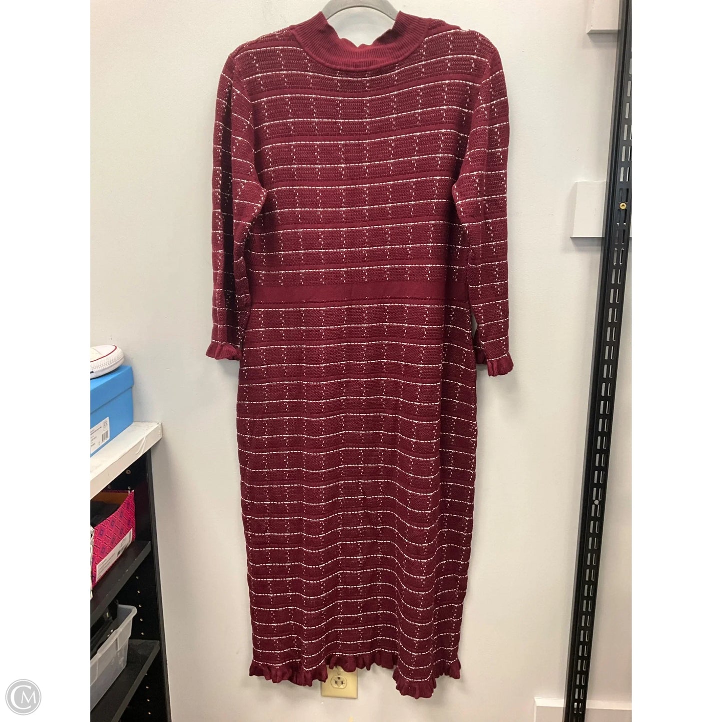 Dress Sweater By Sandra Darren In Maroon, Size: Xl