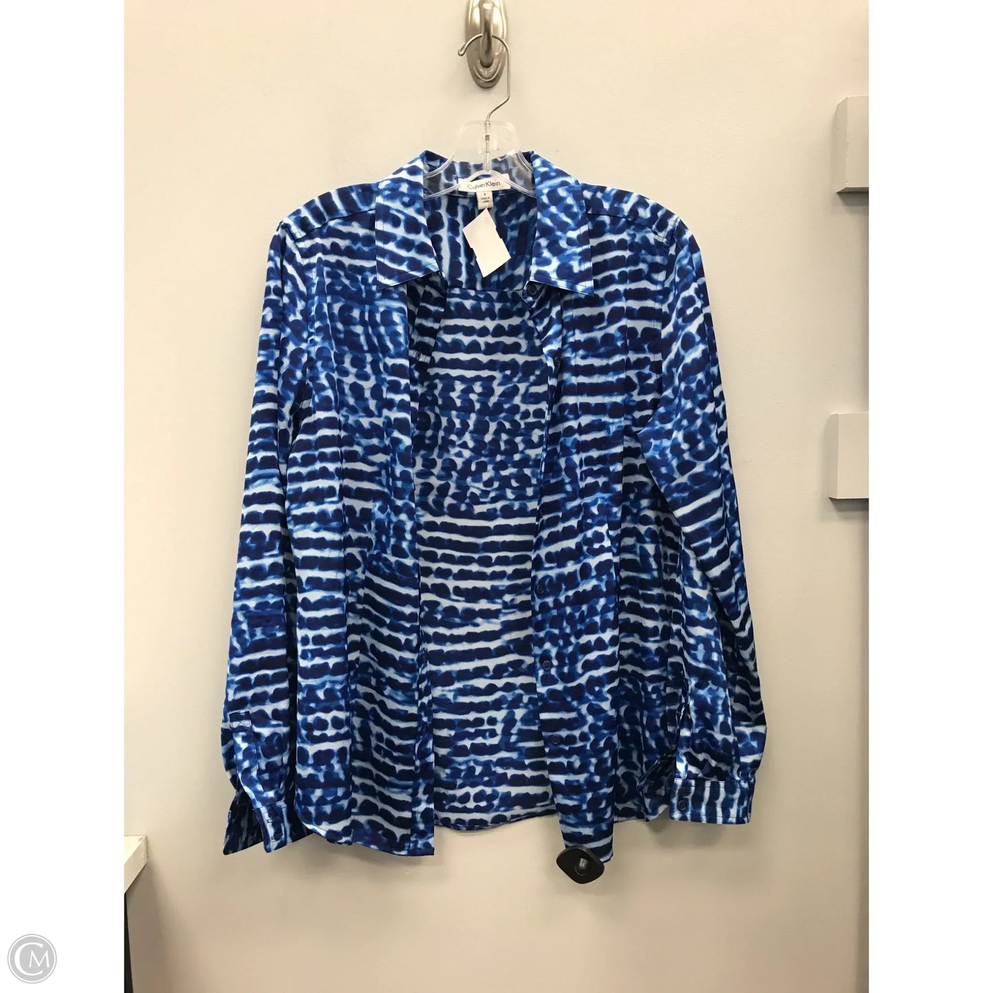 Top Long Sleeve By Calvin Klein In Blue, Size: S