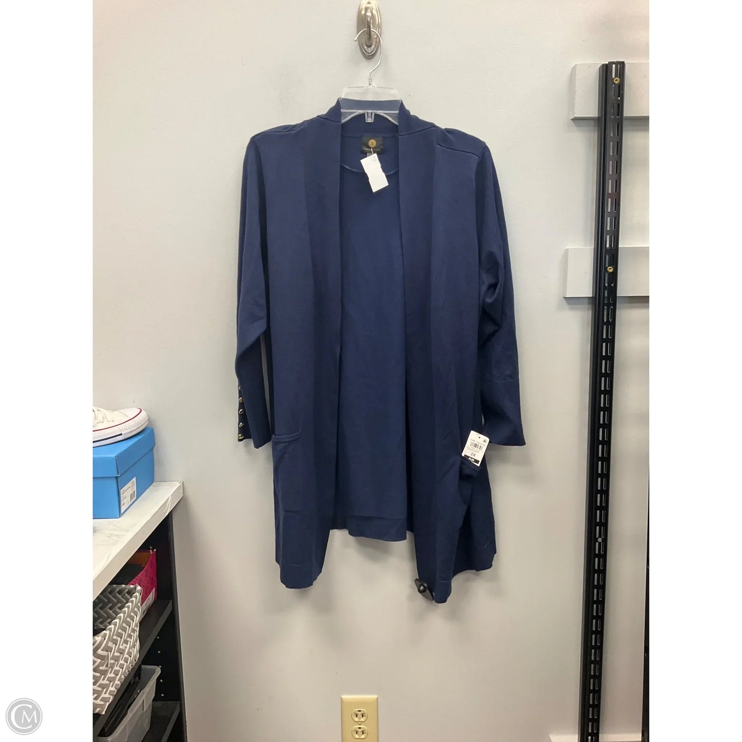 Cardigan By Jm Collections In Navy, Size: 2x