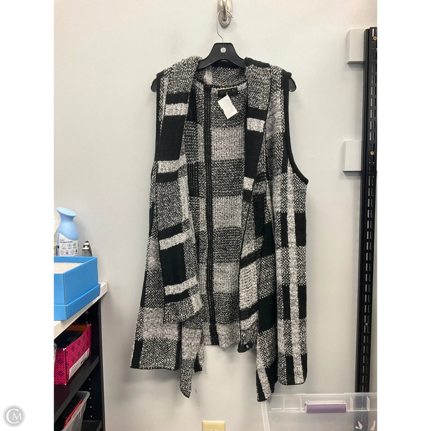 Sweater Cardigan By Joseph A. In Black & Grey, Size: 3x