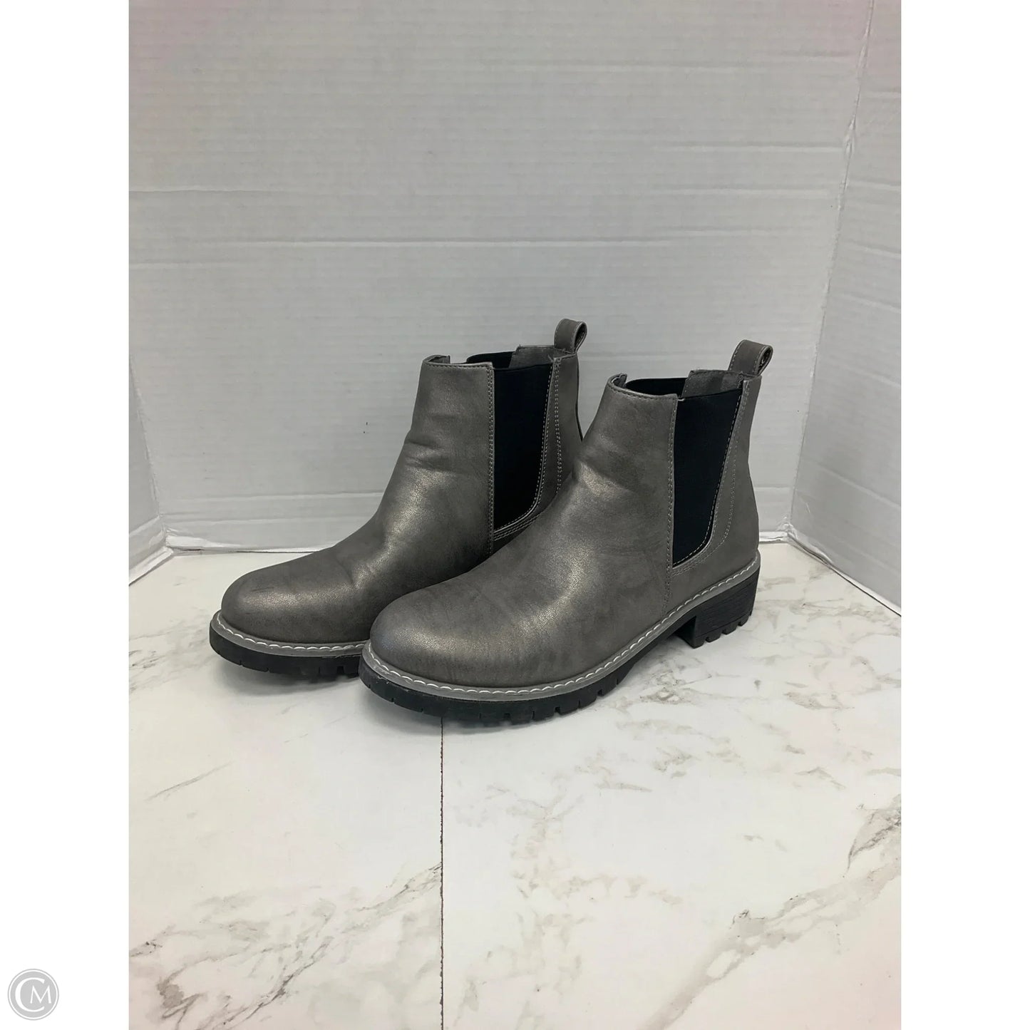 Boots Ankle Flats By Seven 7 In Silver, Size: 11