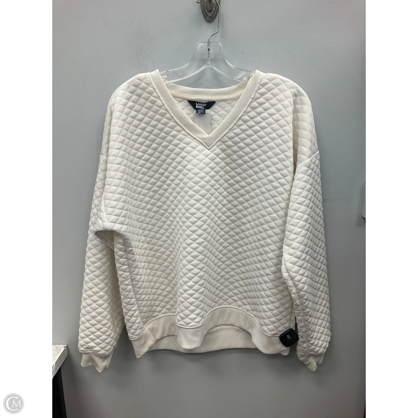 Top Long Sleeve By Lands End In Cream, Size: L