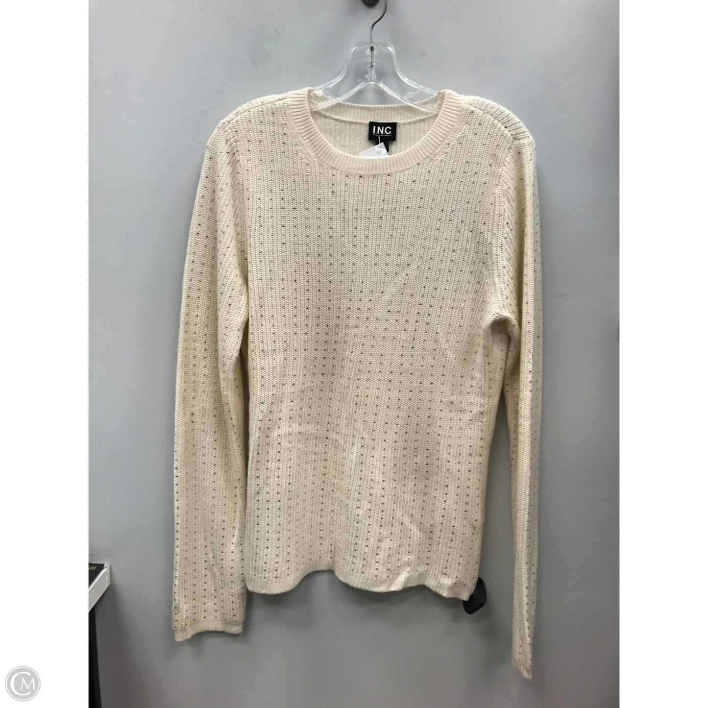 Sweater By Inc In Cream & Silver, Size: L