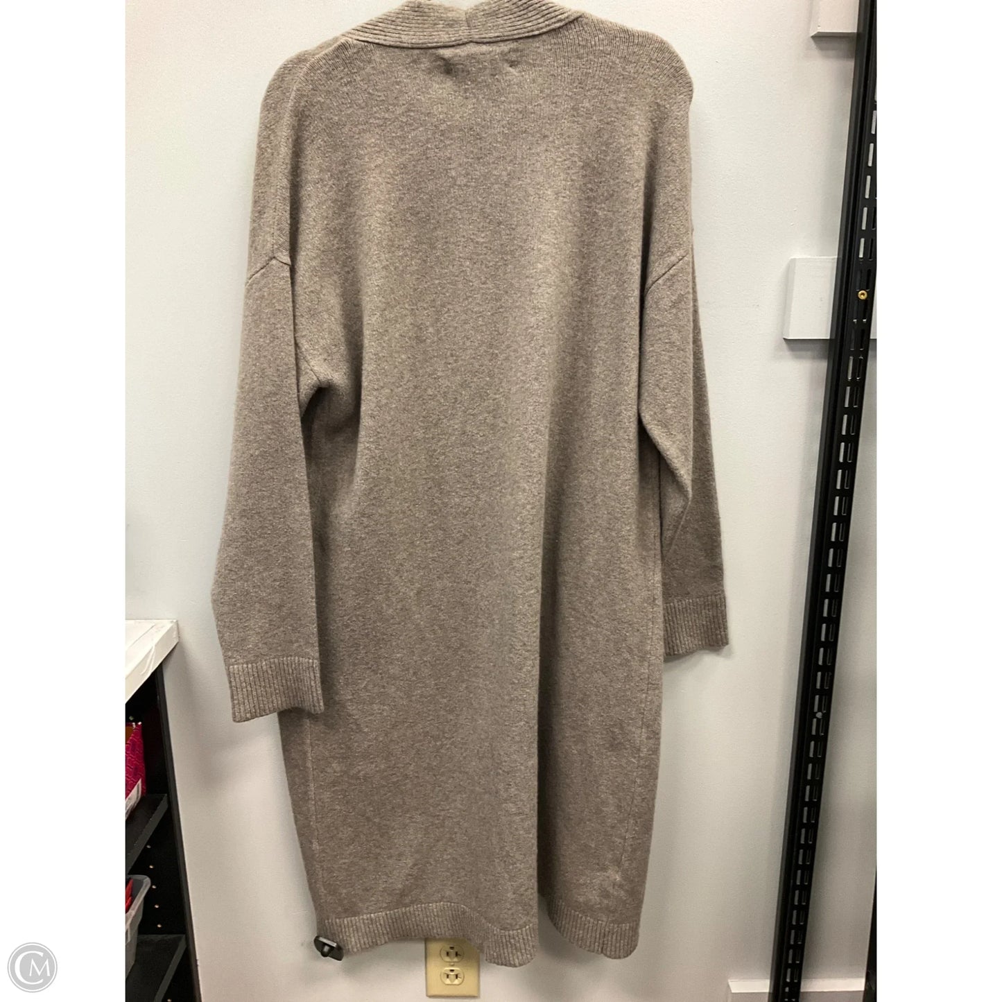 Sweater Cardigan By Loft In Taupe, Size: L