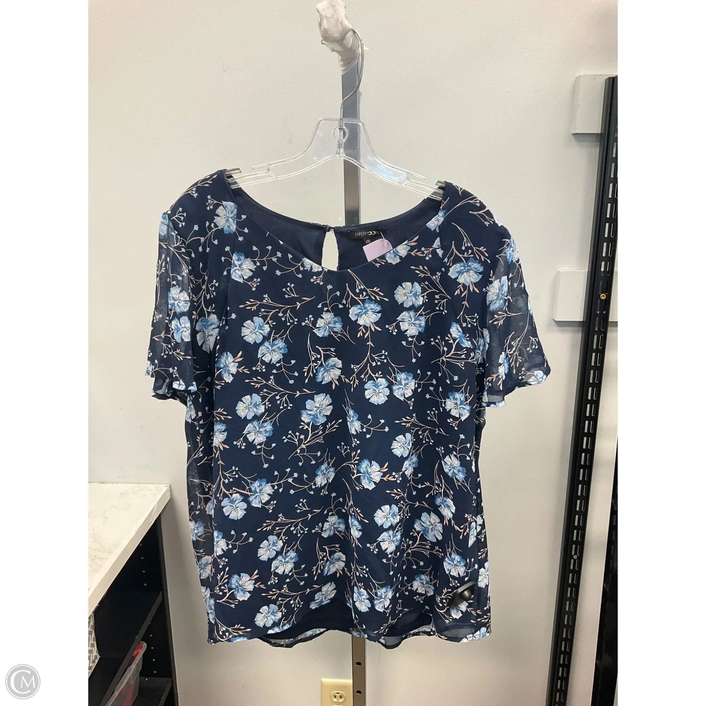 Top Short Sleeve By Papermoon In Blue, Size: Xxl