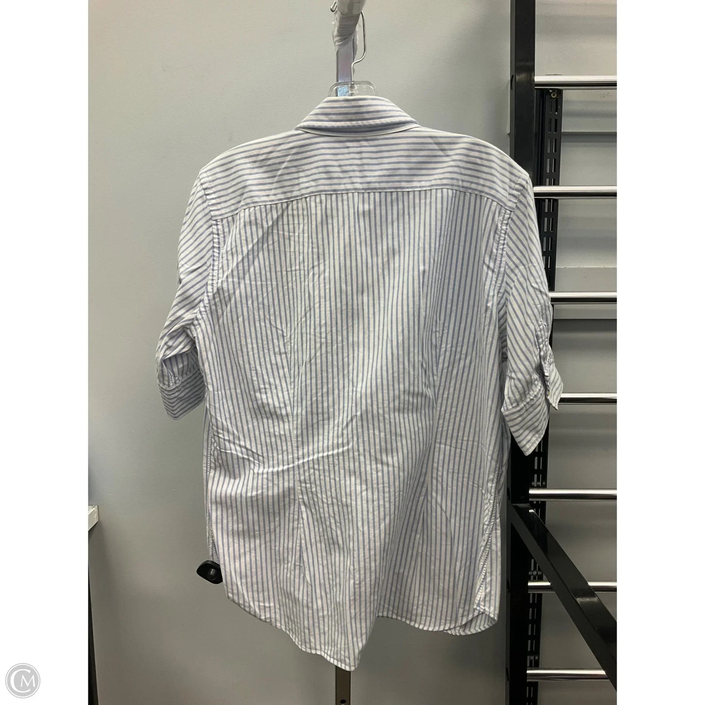 Top Short Sleeve By Ralph Lauren In Blue & White, Size: L
