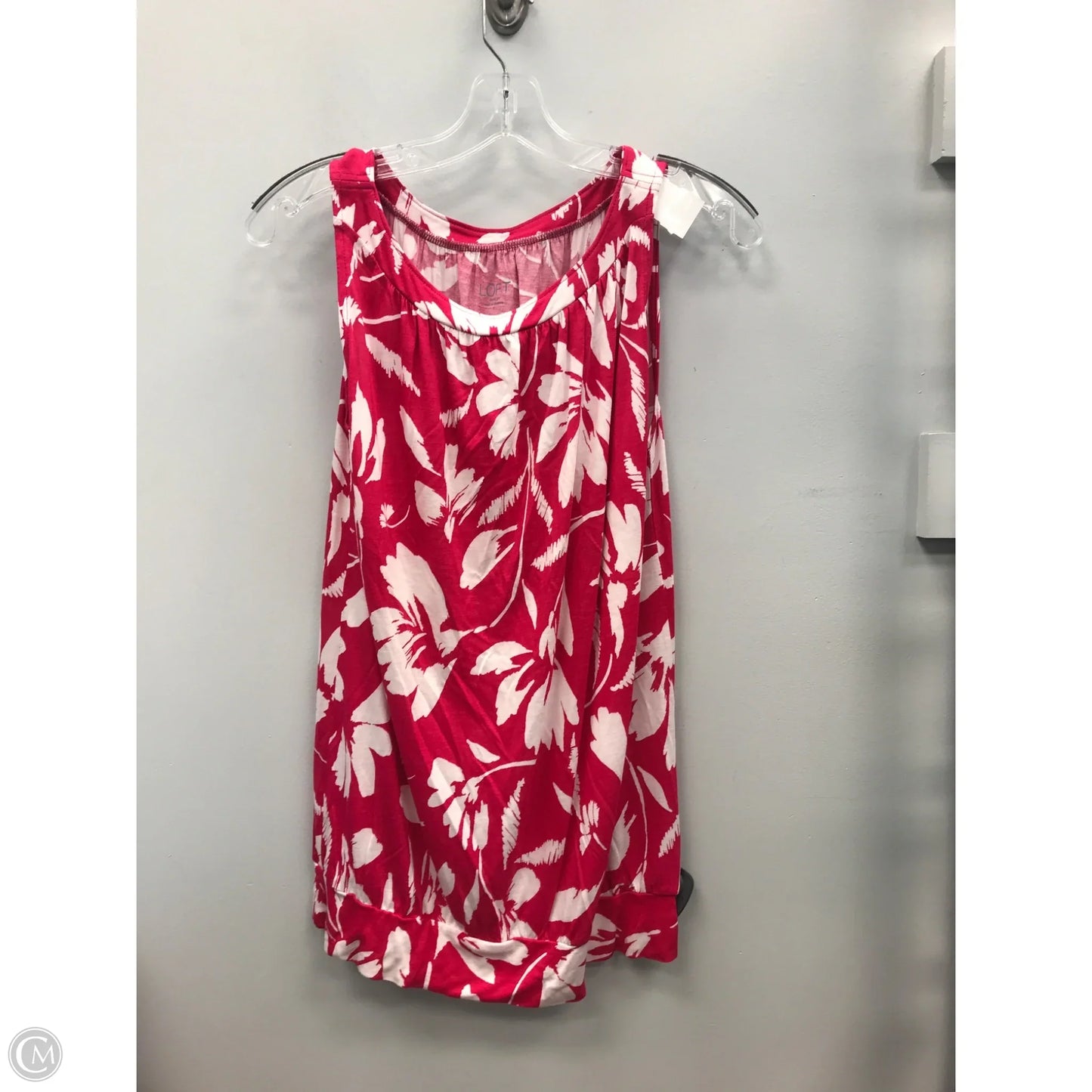 Top Sleeveless By Loft In Pink & White, Size: S