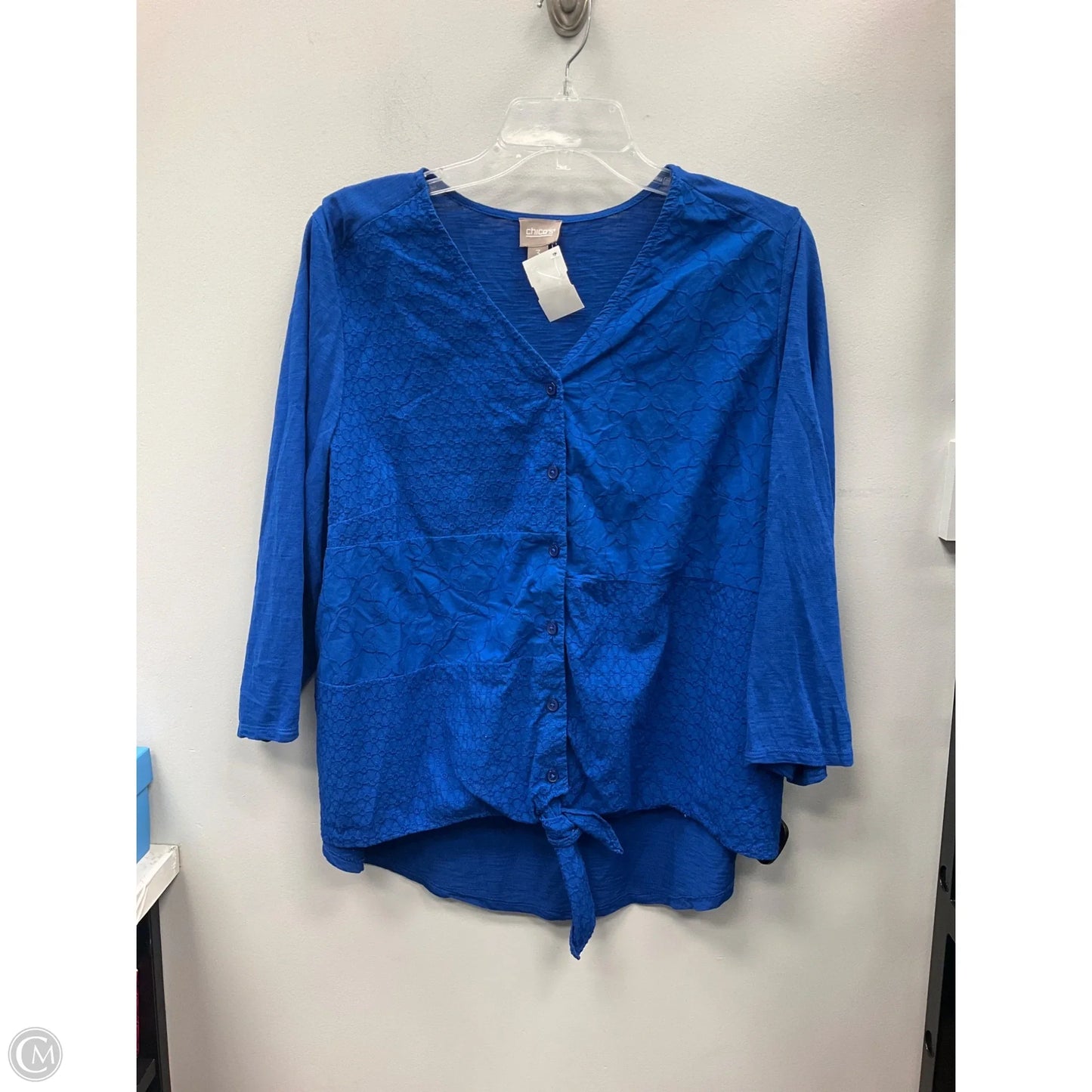 Top 3/4 Sleeve By Chicos In Blue, Size: Xl
