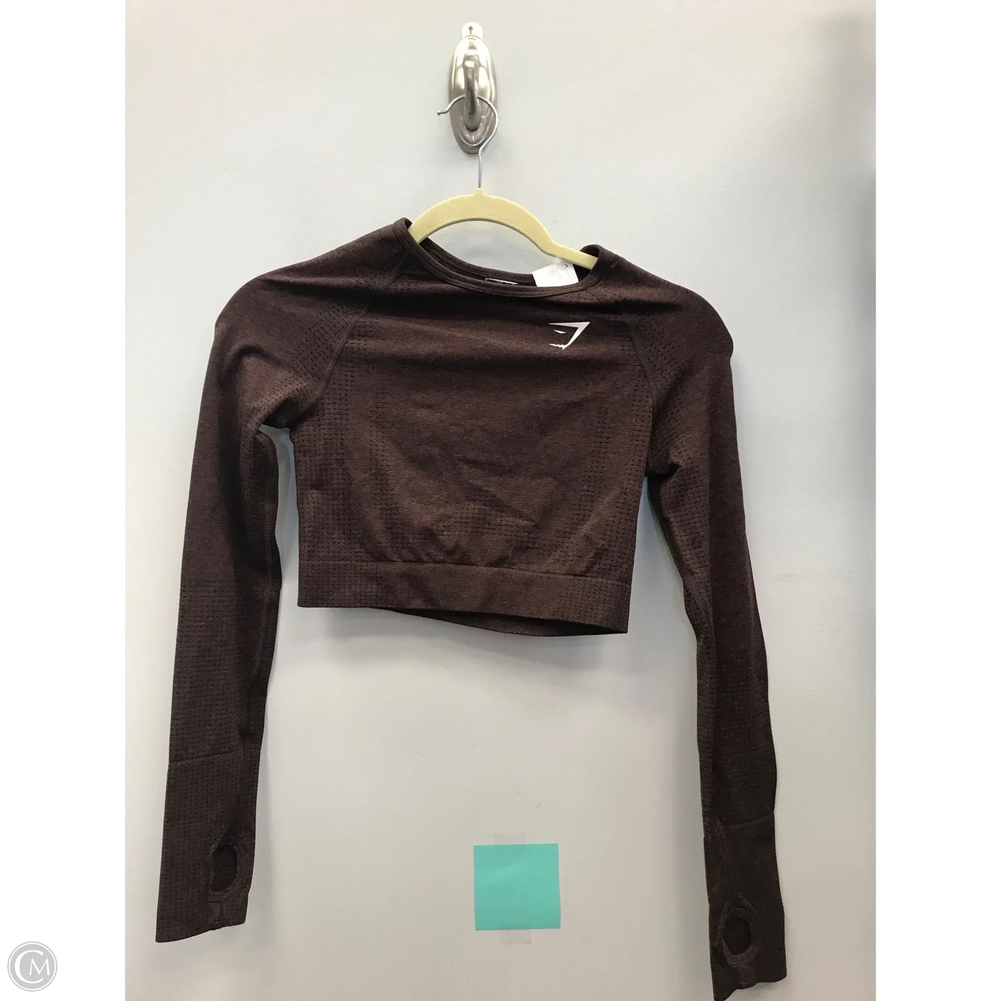 Athletic Top Long Sleeve Crewneck By Gym Shark In Brown, Size: S