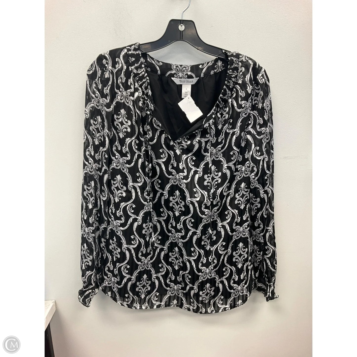 Top Long Sleeve By White House Black Market In Black & White, Size: S