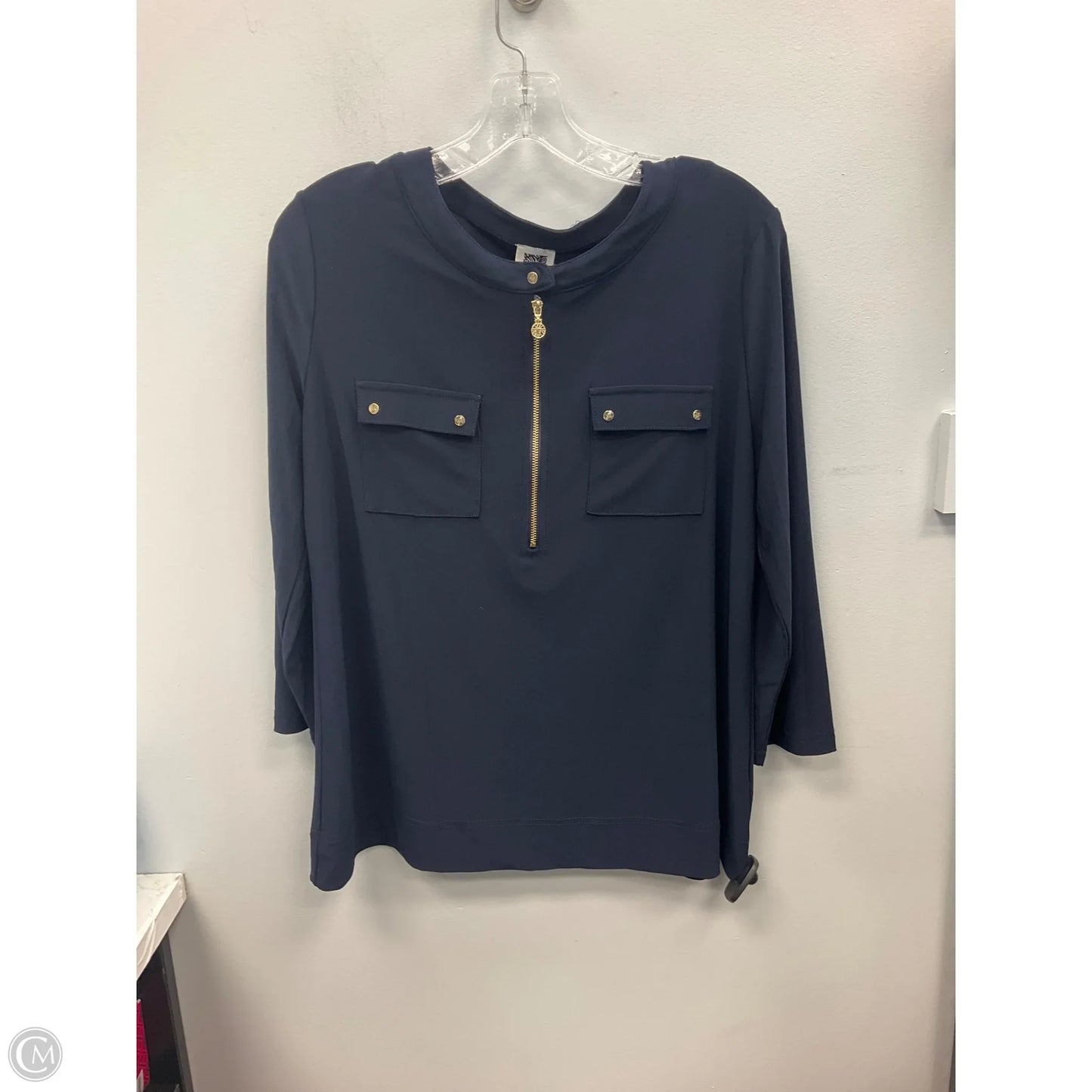 Top Long Sleeve By Anne Klein In Navy, Size: M