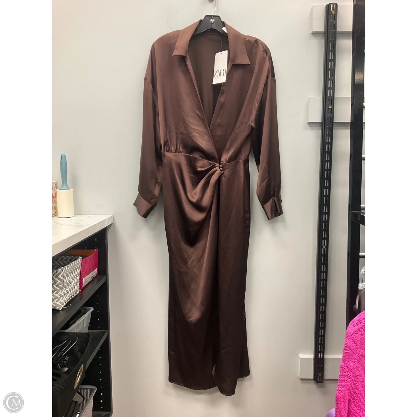Dress Casual Maxi By Zara In Brown, Size: L
