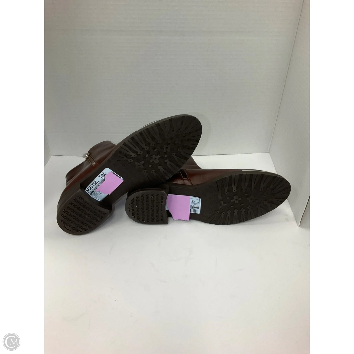 Boots Ankle Heels By Clothes Mentor In Brown, Size: 7.5