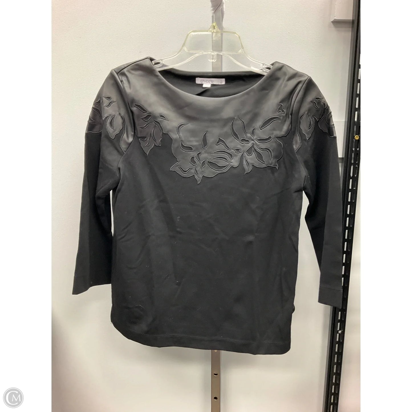 Top Long Sleeve By Chicos In Black, Size: S