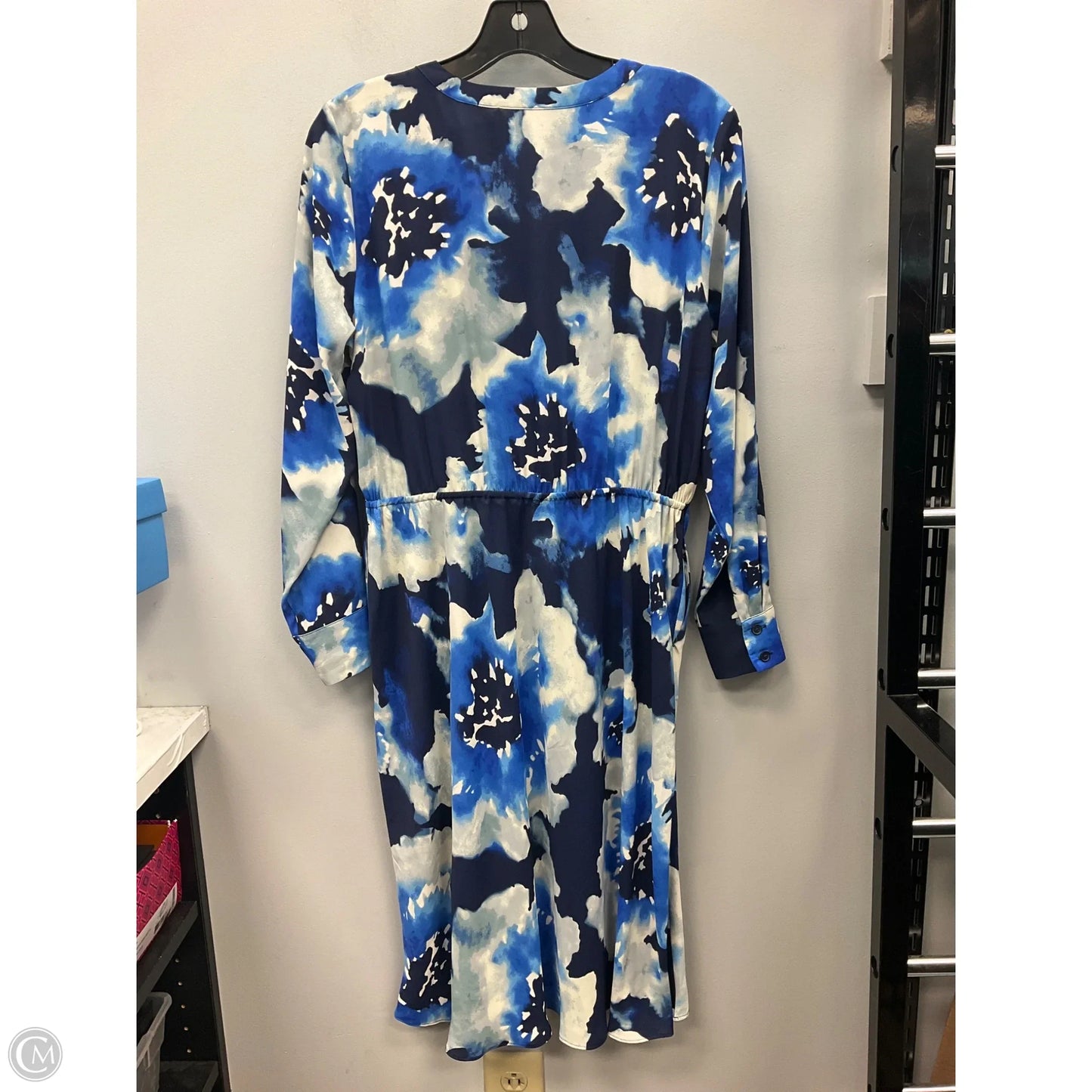 Dress Casual Midi By Simply Vera In Blue & White, Size: Mp