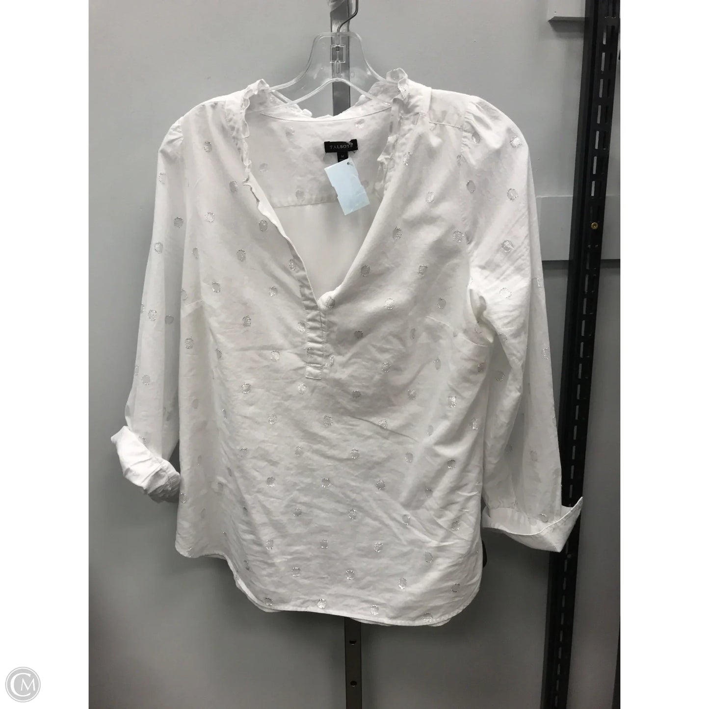 Top Long Sleeve By Talbots In White, Size: M