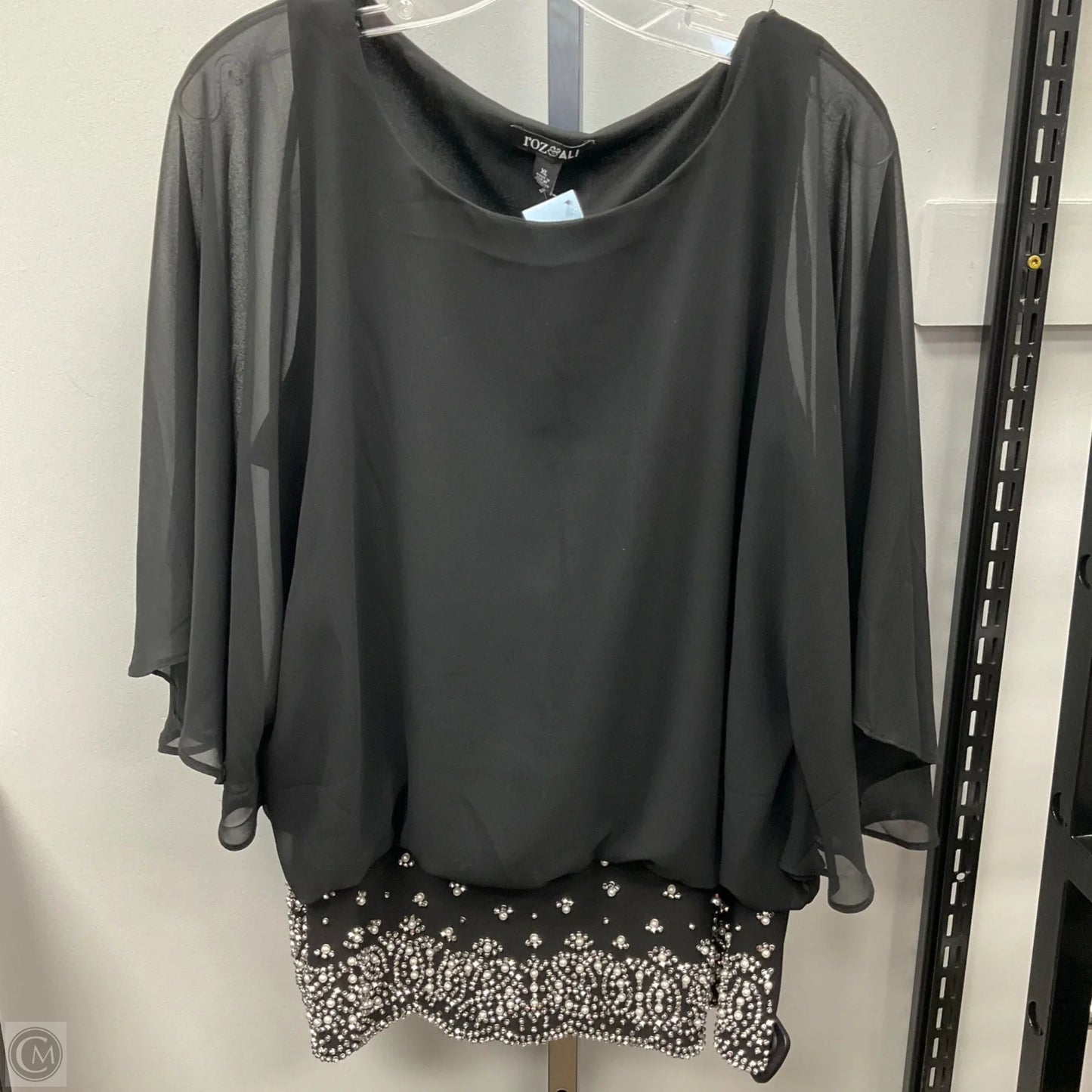 Top Short Sleeve By Roz And Ali In Black, Size: Xl