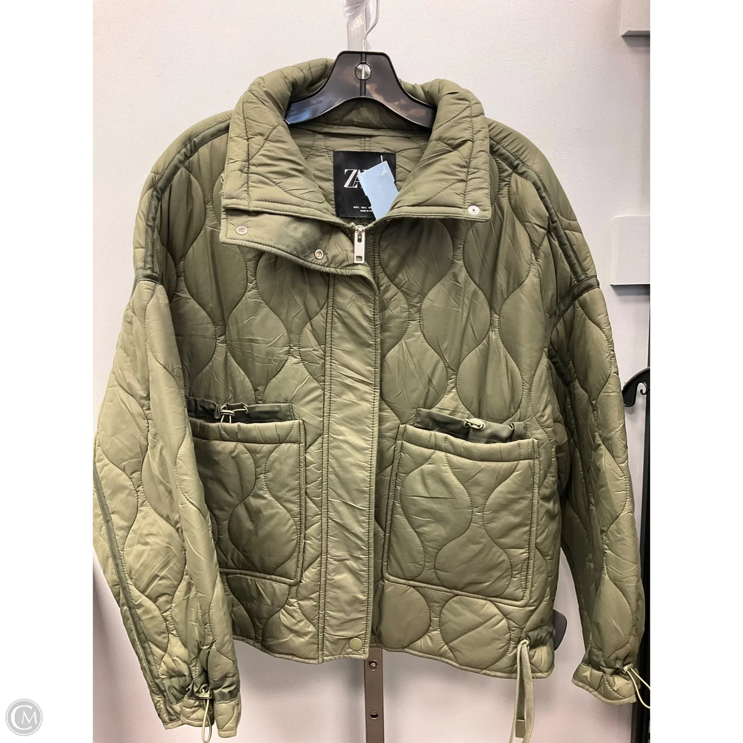 Jacket Puffer & Quilted By Zara In Green, Size: L