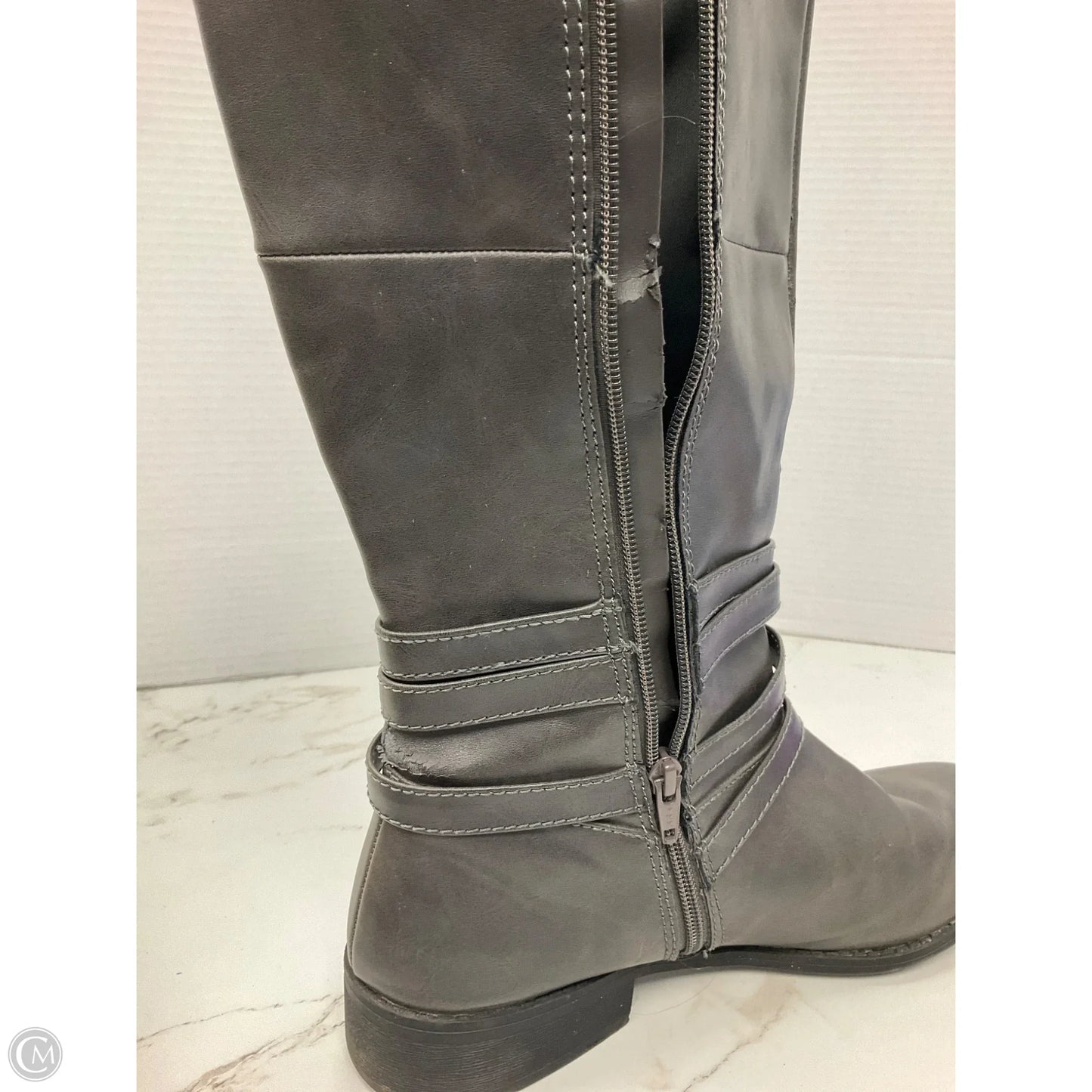 Boots Mid-calf Heels By Brash In Grey, Size: 11