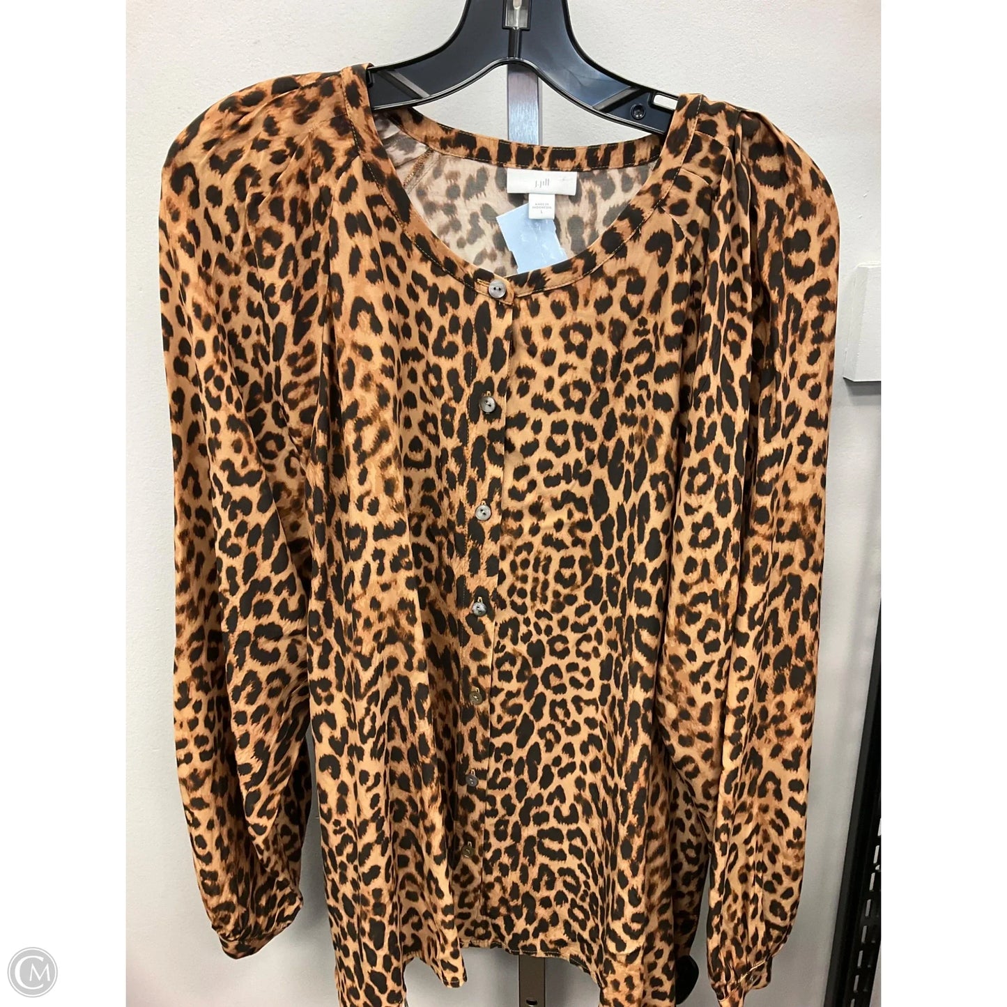 Top Long Sleeve By J. Jill In Animal Print, Size: L