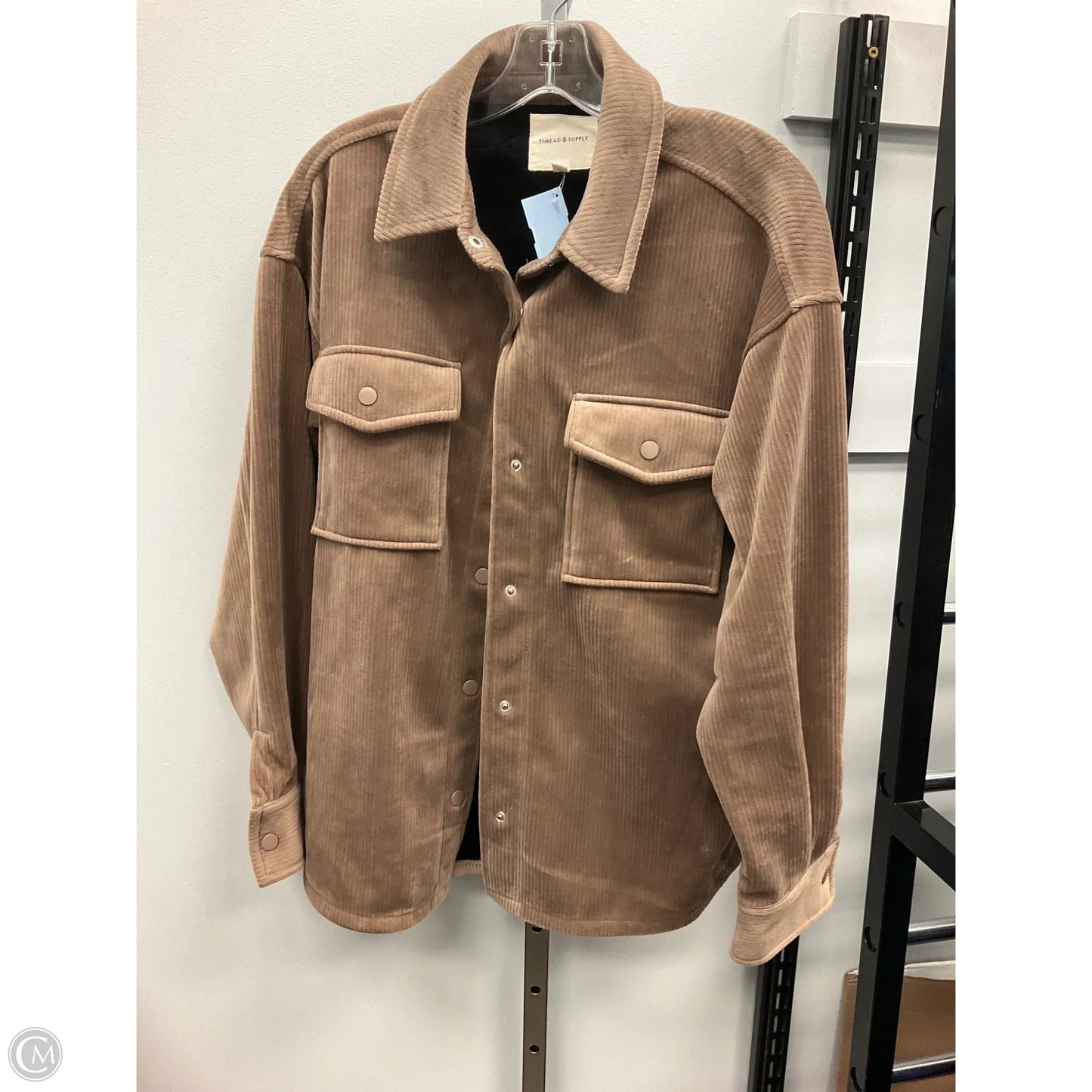 Jacket Shirt By Thread And Supply In Taupe, Size: M