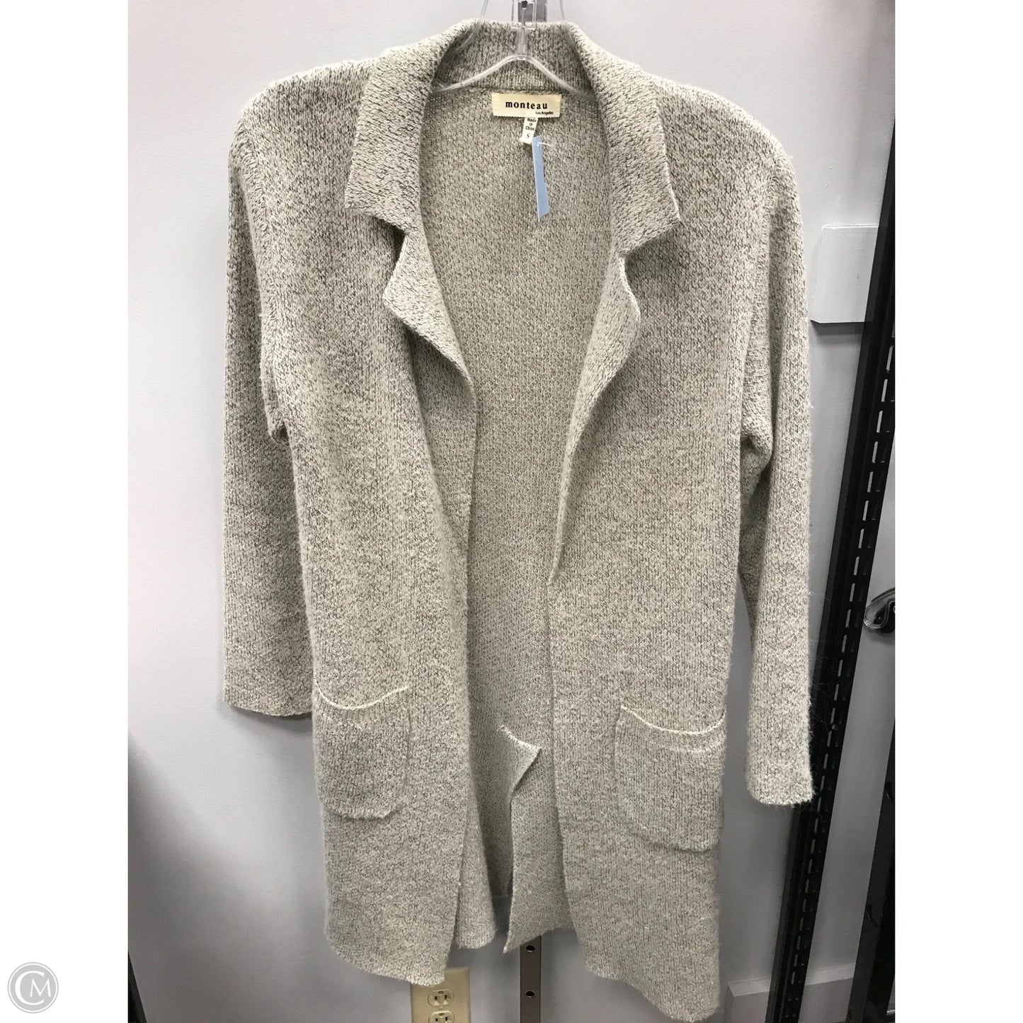 Sweater Cardigan By Monteau In Black & Cream, Size: S