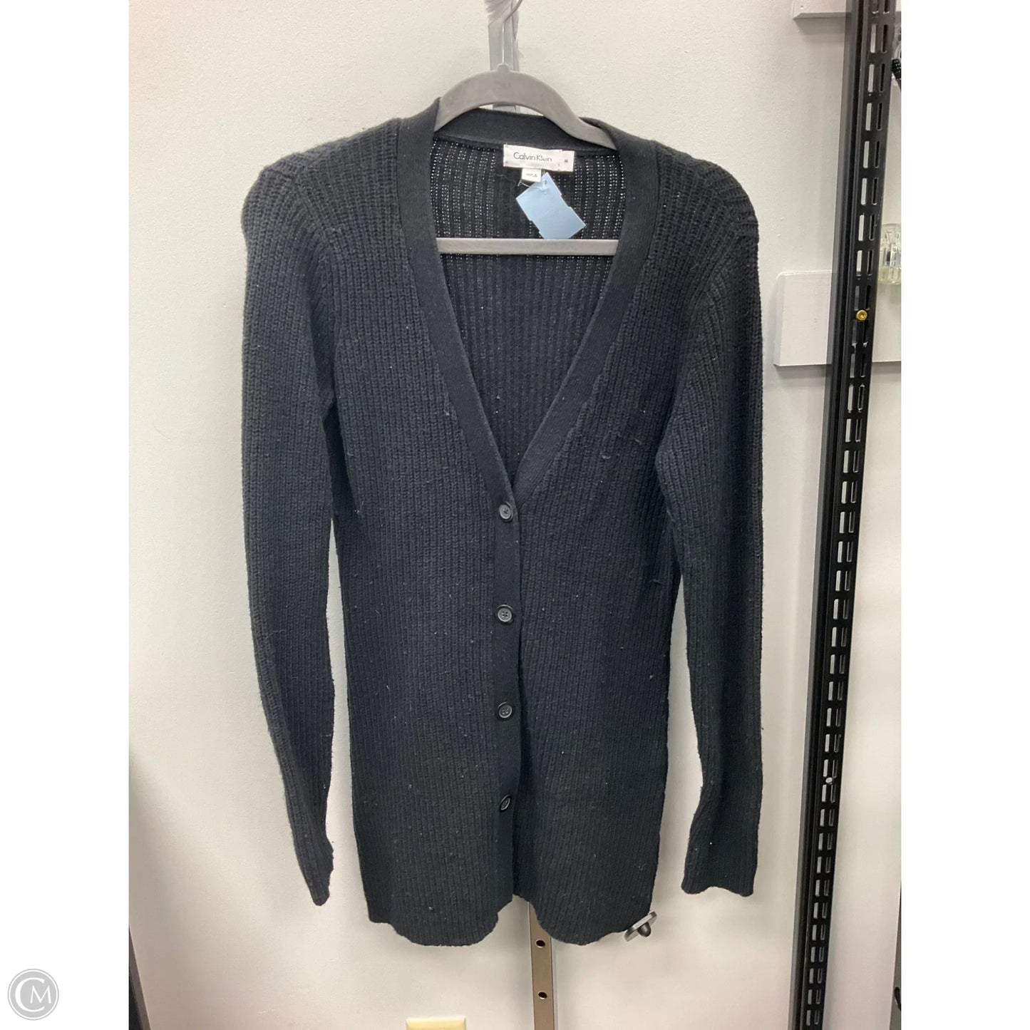 Sweater Cardigan By Calvin Klein In Black, Size: M