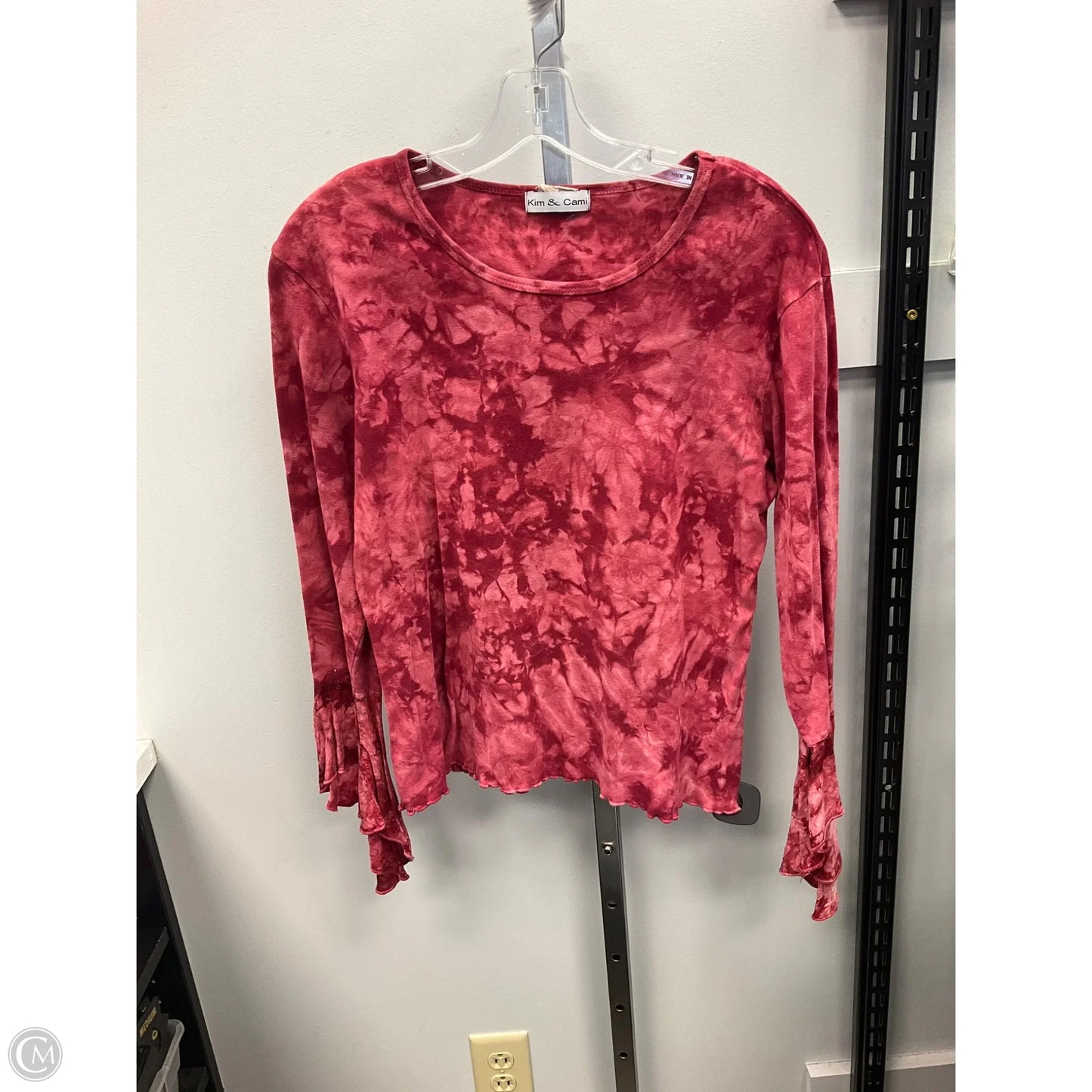 Top Long Sleeve By Kimichi Blue In Pink & Red, Size: L