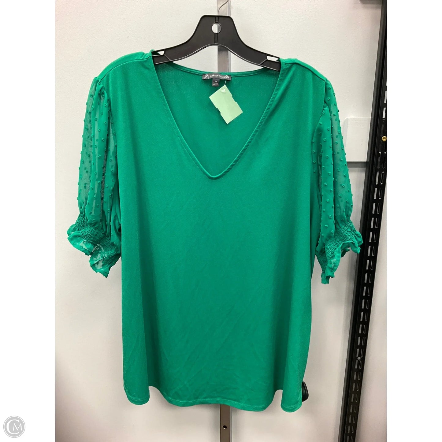 Top Short Sleeve By Adrianna Papell In Green, Size: 2x