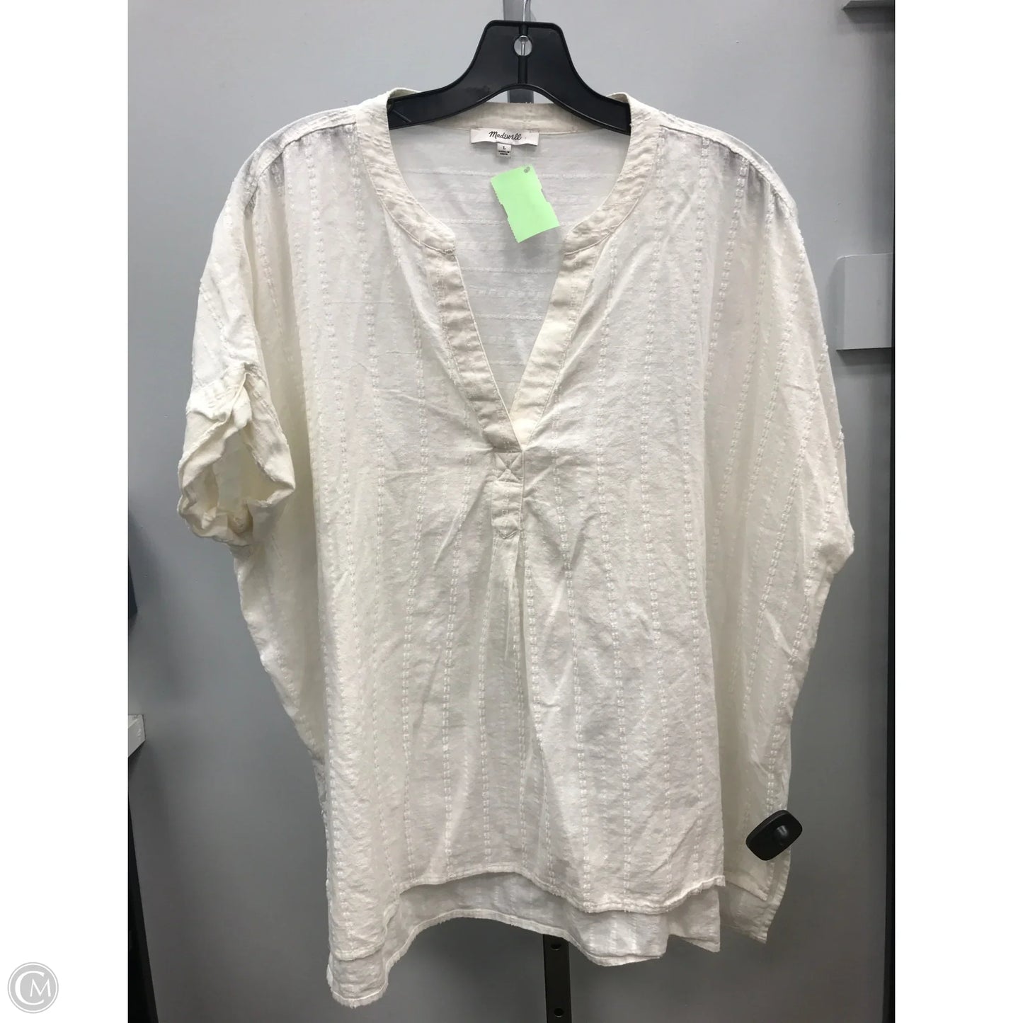 Top Short Sleeve By Madewell In White, Size: L