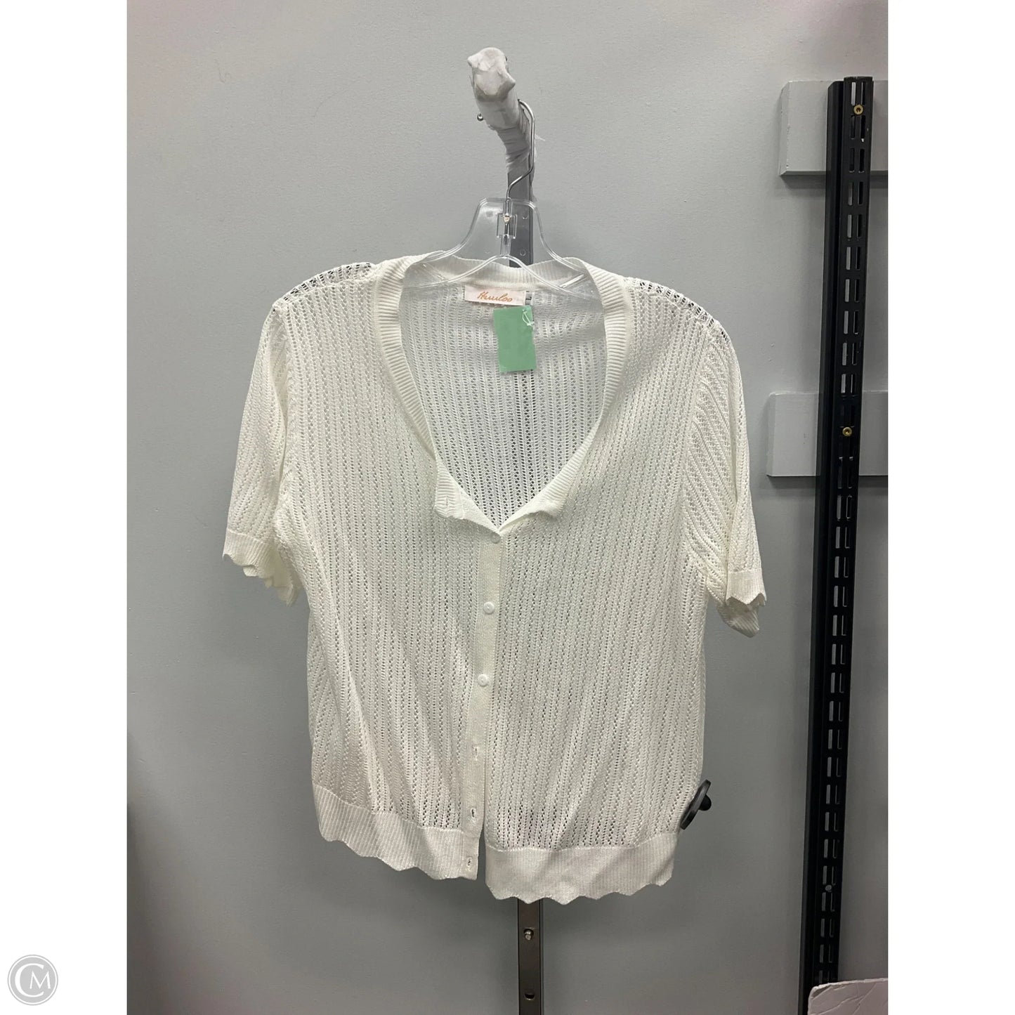 Sweater Short Sleeve By Cmc In White, Size: L