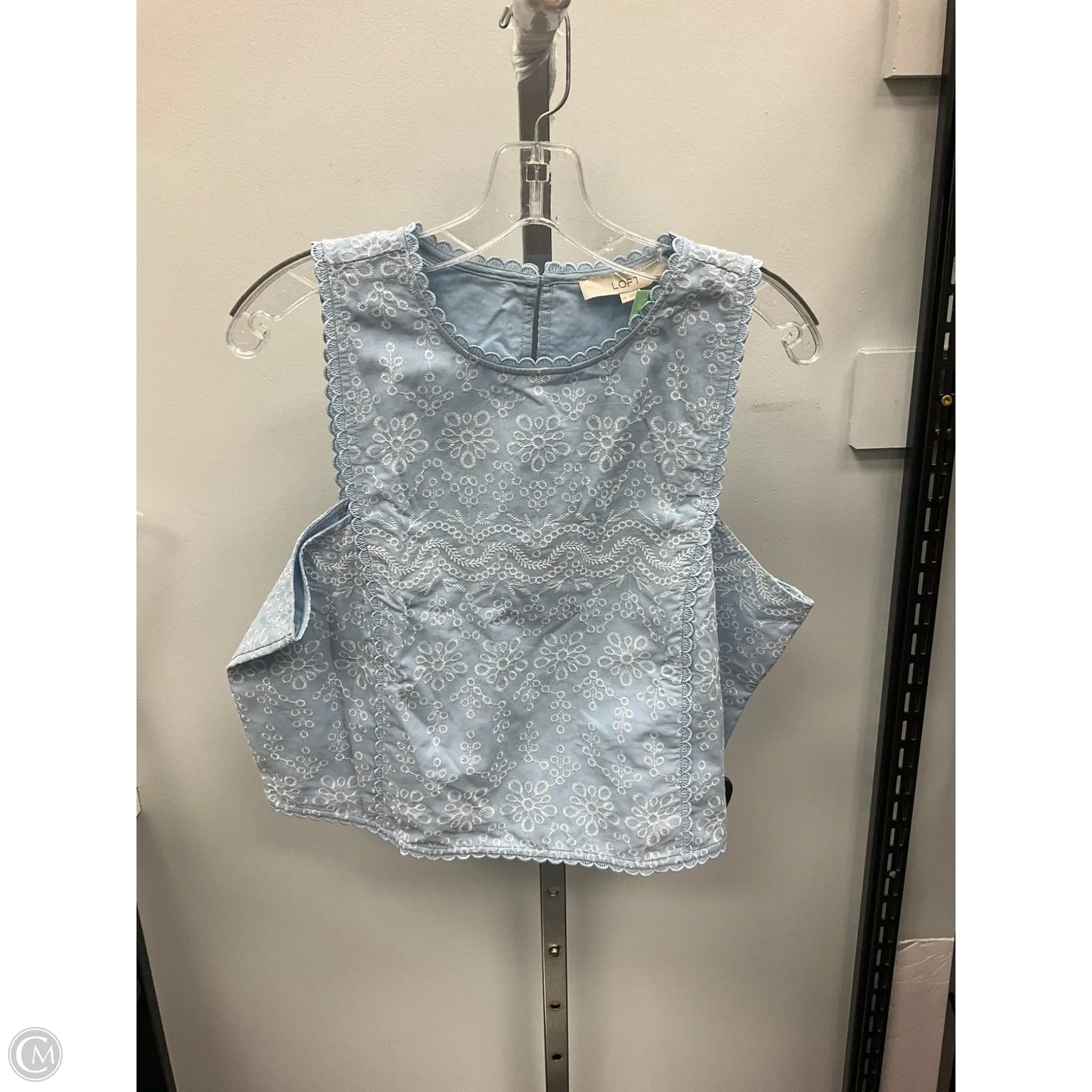 Top Sleeveless By Loft In Blue & White, Size: 14